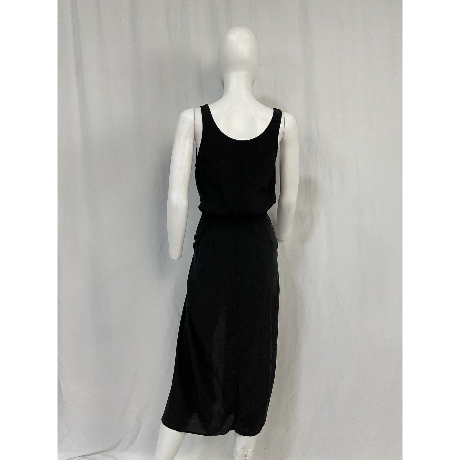 Anemos The D K Wrap Black Cupro Midi Dress Size S