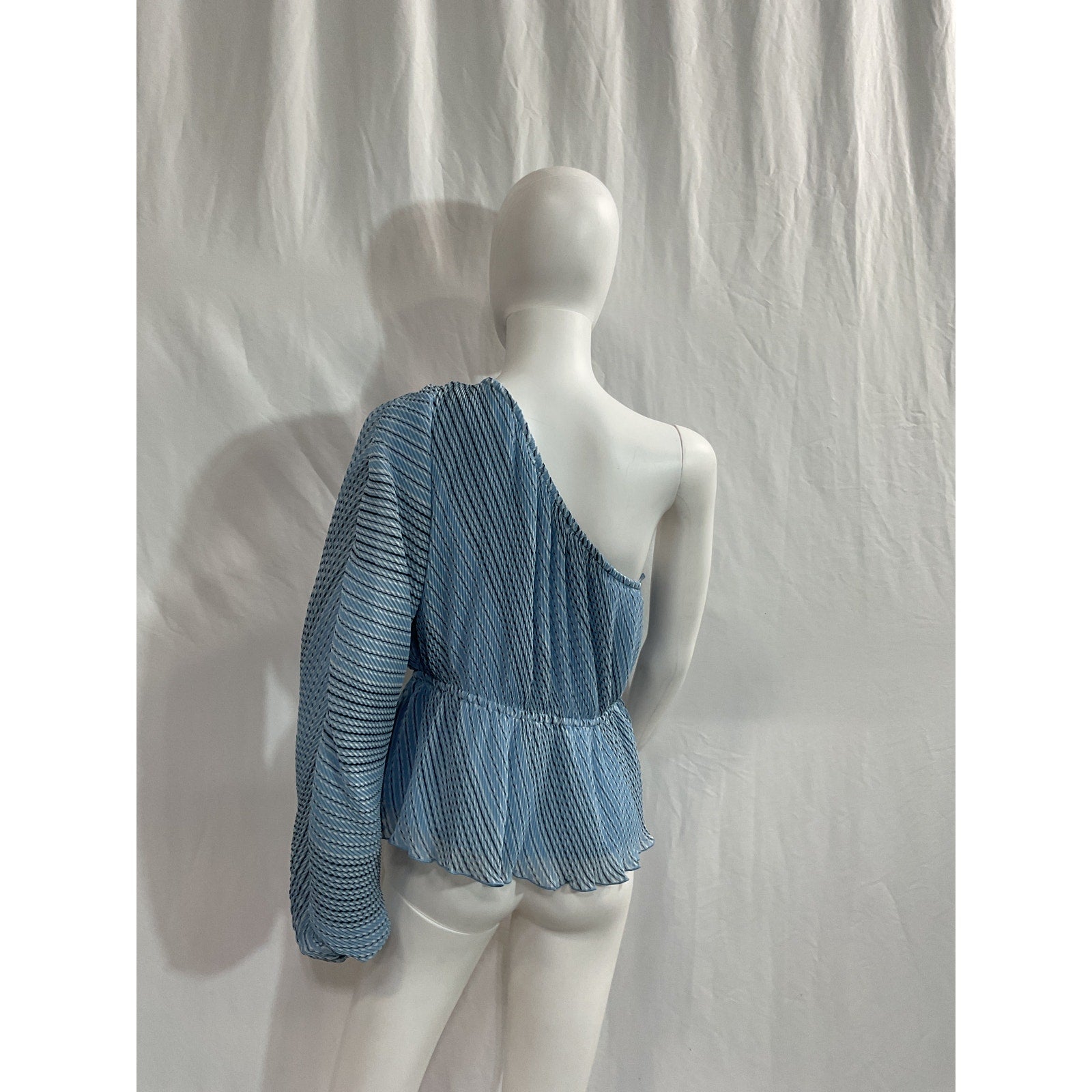 Ganni 'Pleated' Blue Georgette Blouse Size 40