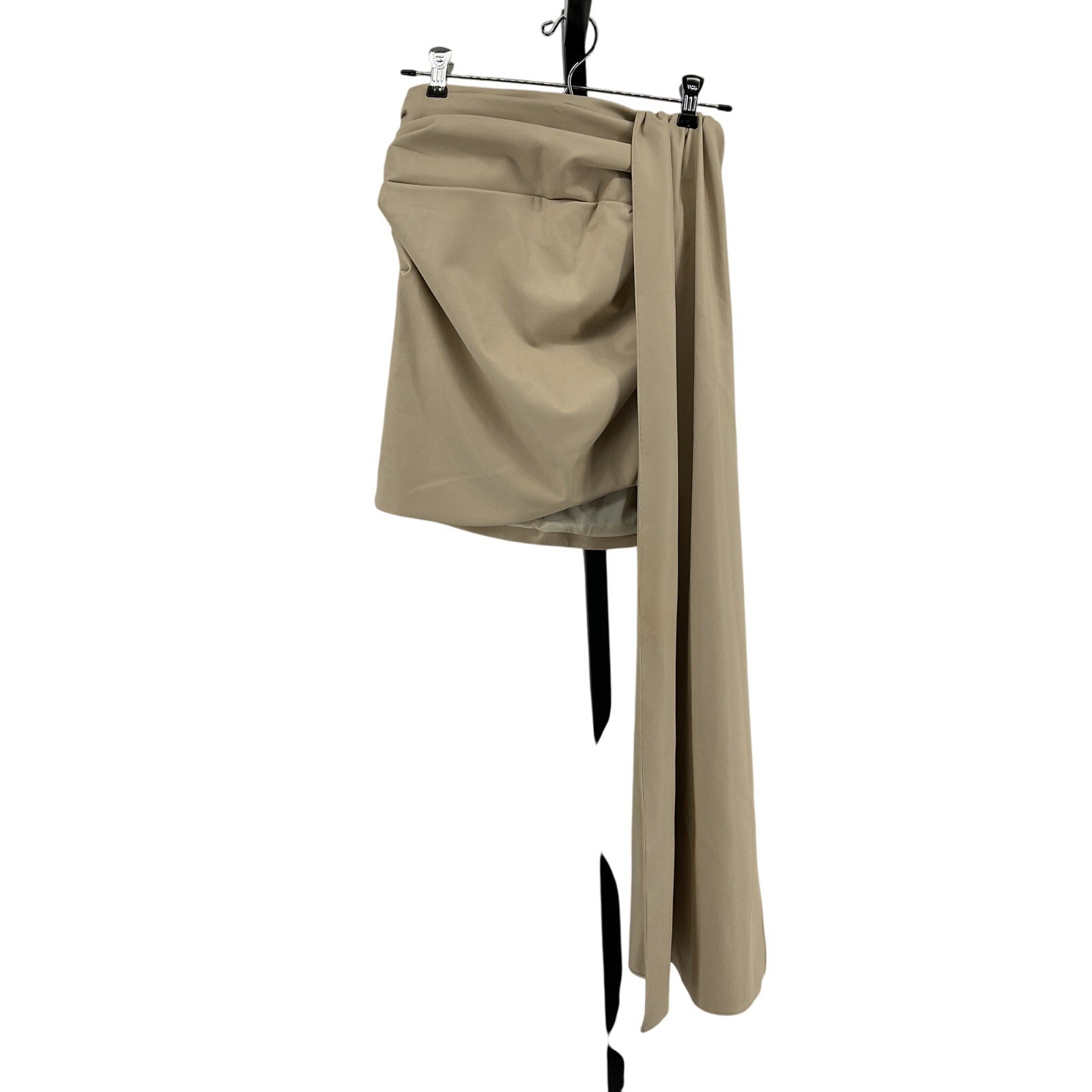Lapointe Stretch Tan Polyurethane Faux Leather Drape Mini Skirt Size 0