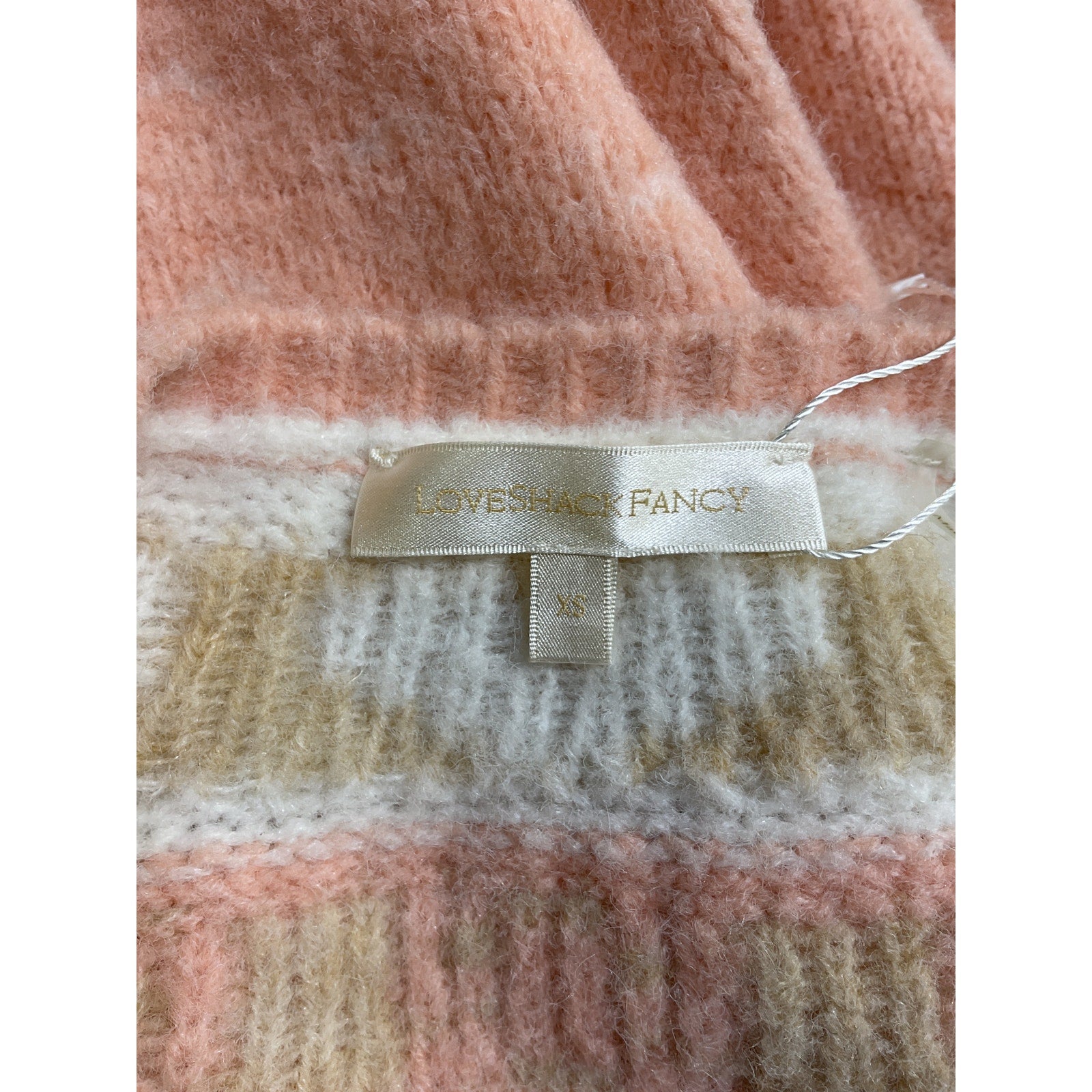 Loveshackfancy 'Dimples' Pink Acrylic Intarsia-Knit Cardigan Size XS