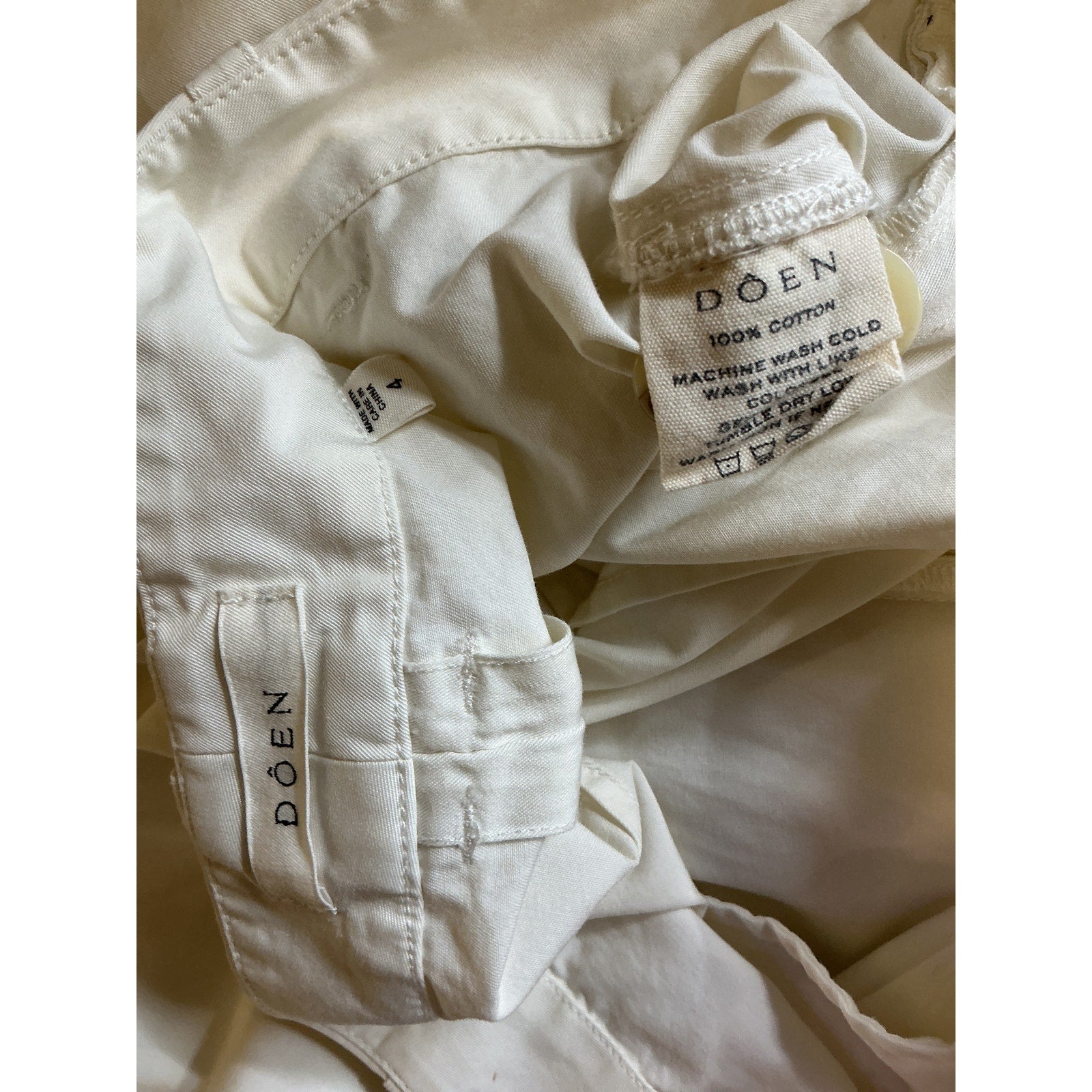 D�en 'Hilaire' Cream Cotton Pant Size 4