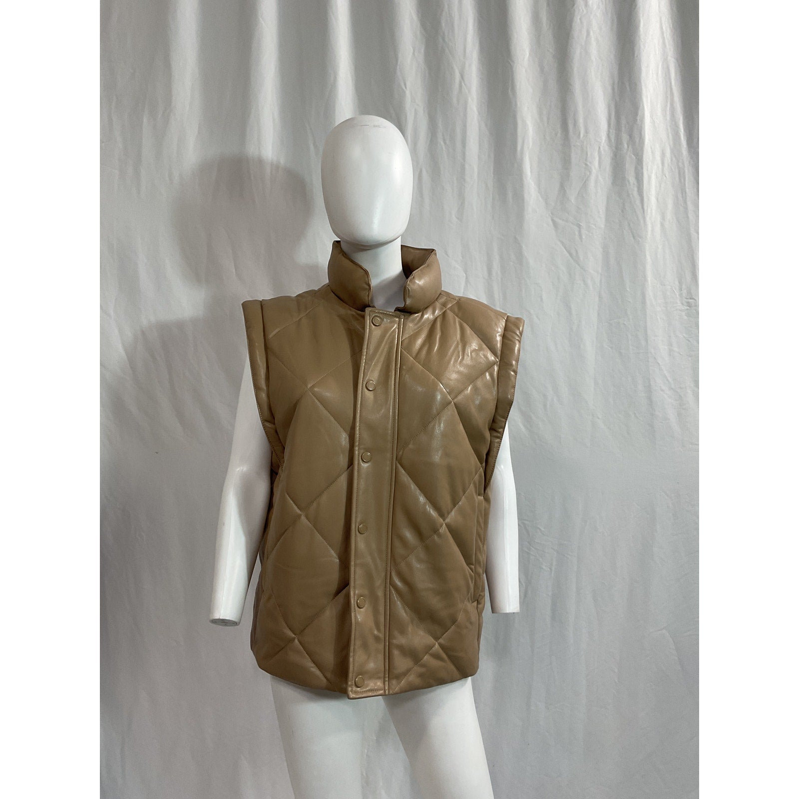 Pistola 'Candice' Beige Faux Fur Puffer Vest Size M
