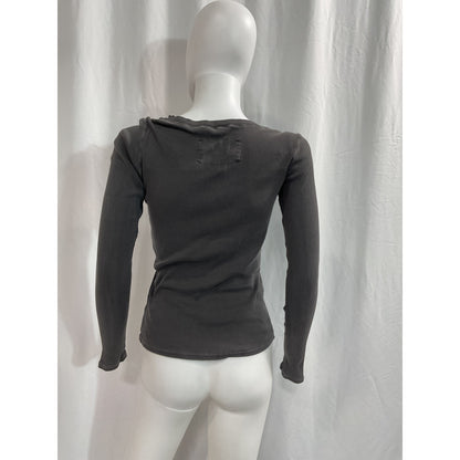 Nili Lotan 'Jordan' Black Henley Tee Size XS