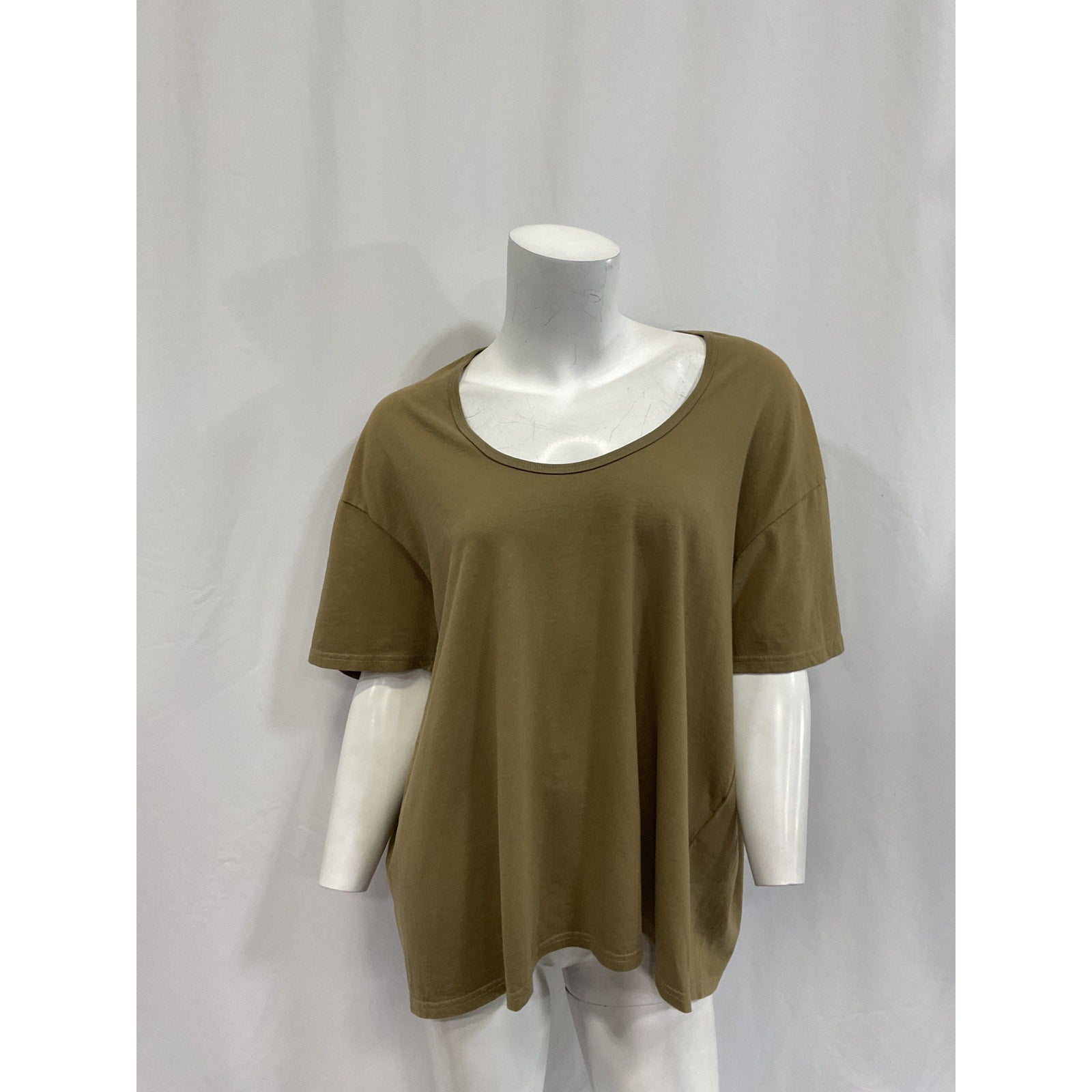 R13 Scoop Neck Green Cotton Relaxed Tee Size S