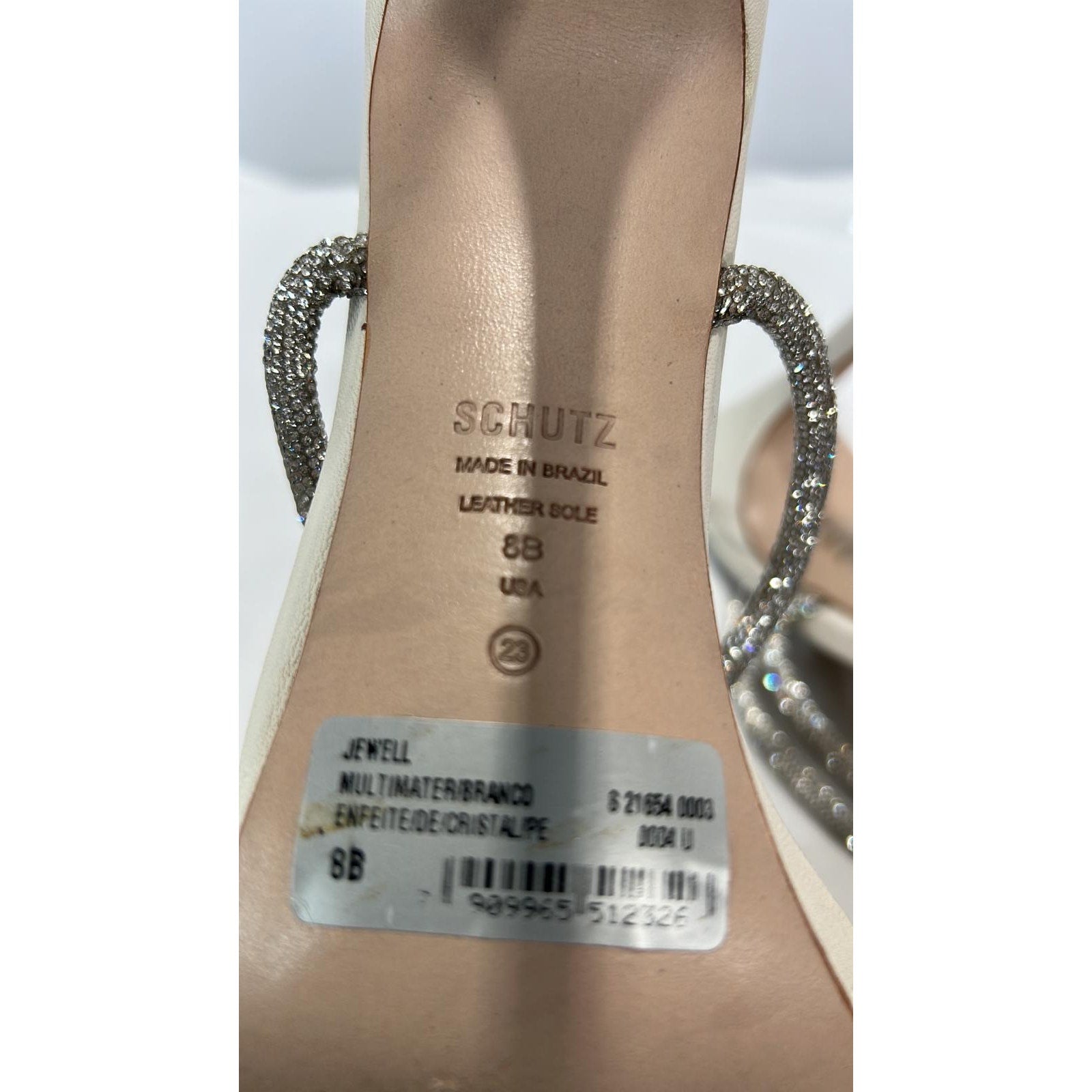 Schutz 'Jewell' Silver Crystal Embellished Stioletto Heel Sandal Size 8