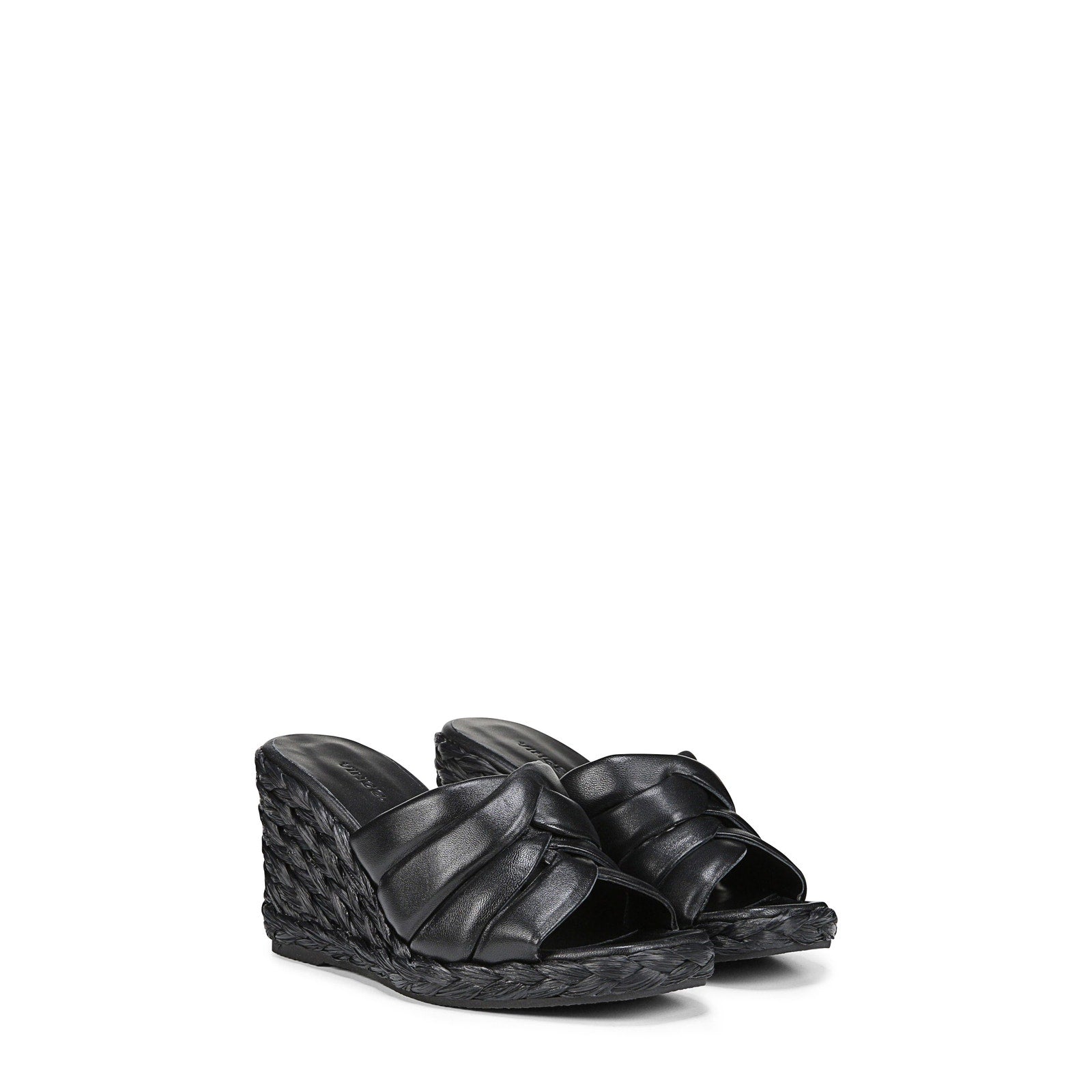 Vince 'Gilian' Black Leather Espadrille Wedge Slide Sandal Size 10
