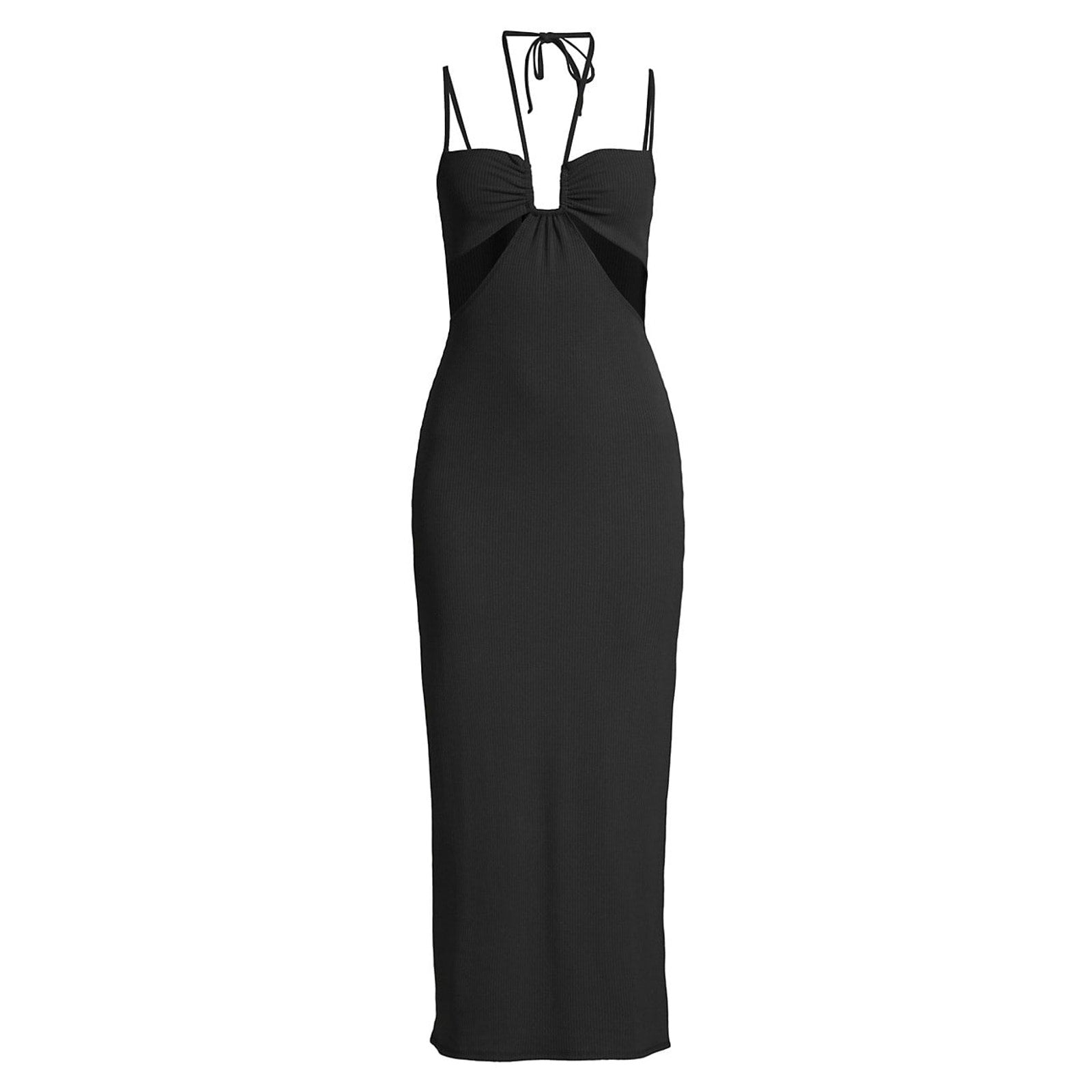 L*Space 'Naomi' Black Lyocell Strappy Midi-Dress Size L