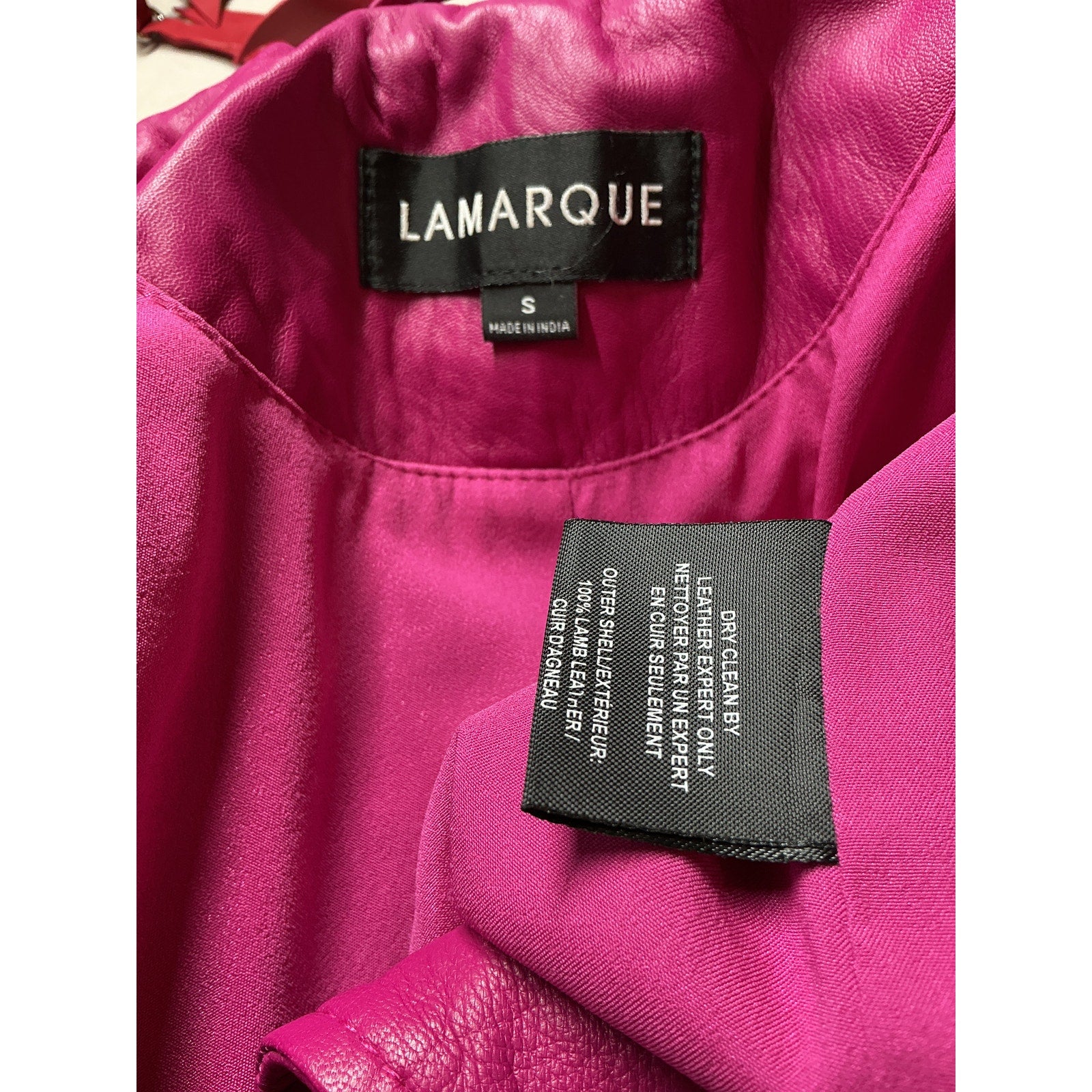 Lamarque 'Ciara' Pink Leather Jacket Size S