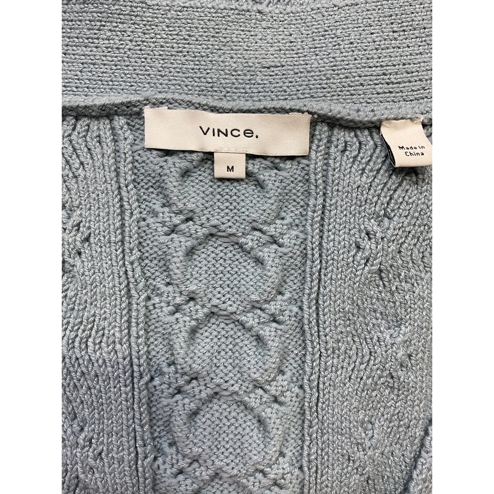 Vince 'Aran' Blue Cable Cardigan Size M