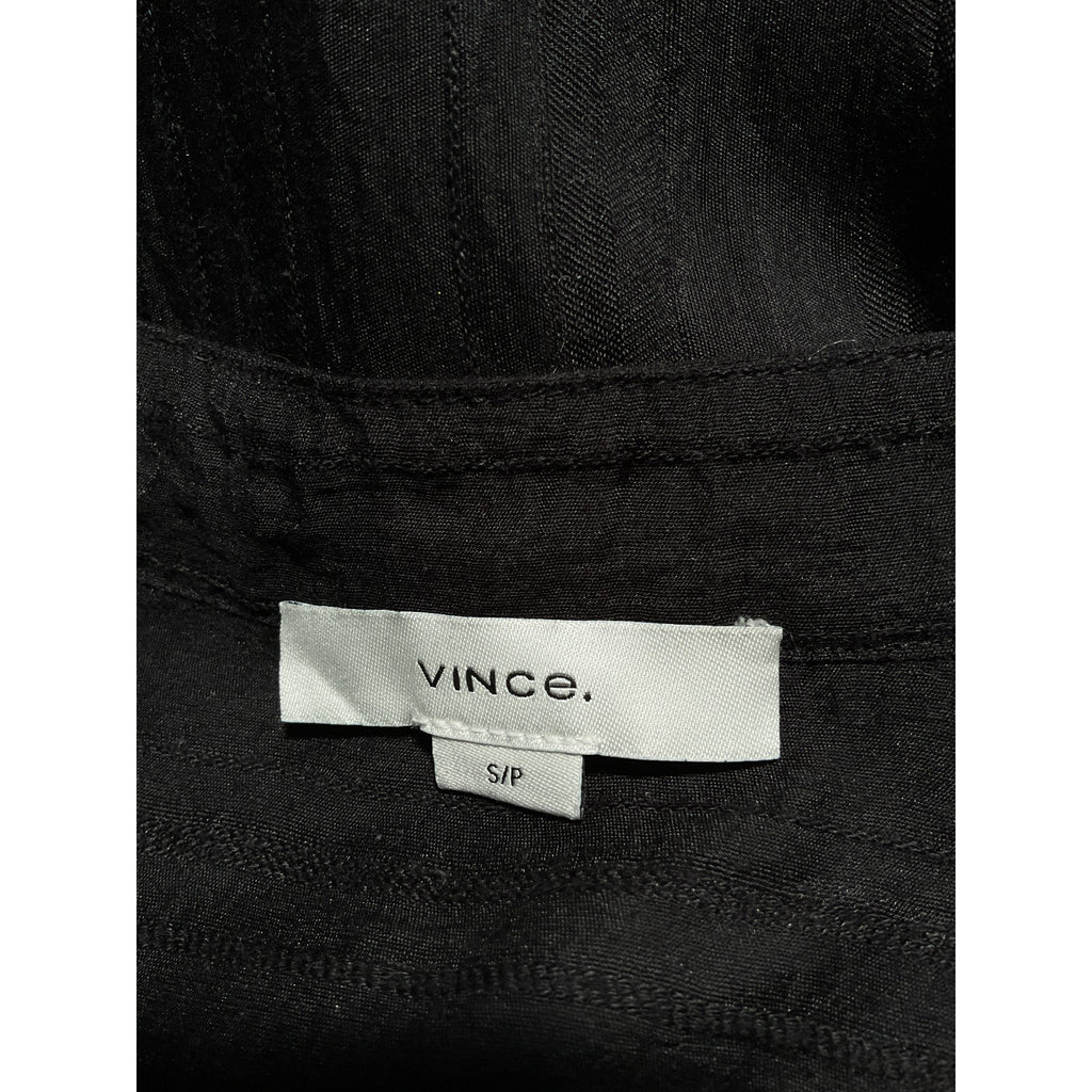 Vince 'Drapey' Black Stripe Band Collar Button-Up Shirt Size S