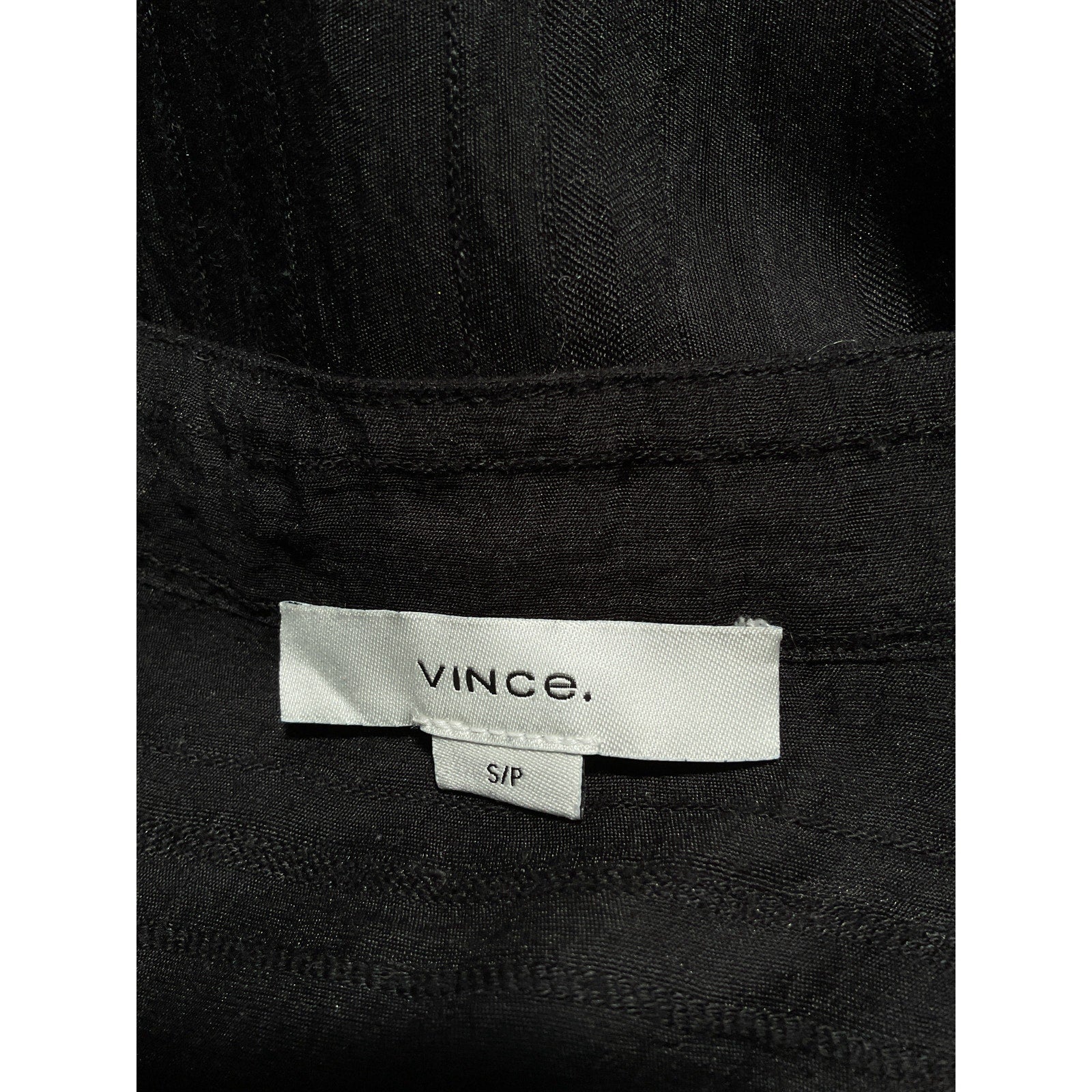 Vince 'Drapey' Black Stripe Band Collar Button-Up Shirt Size S