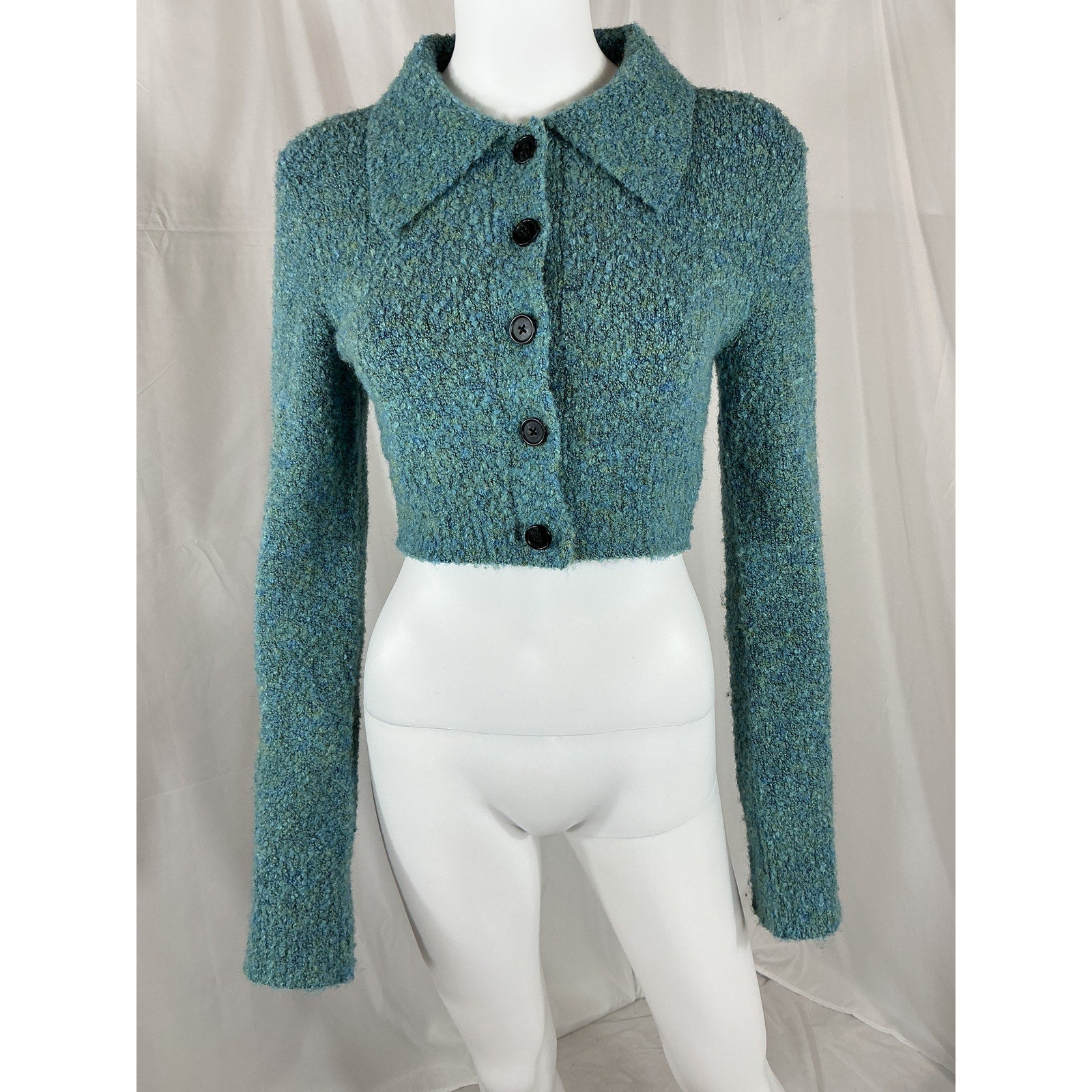 Apparis 'Molly' Blue Acrylic Cropped Cardigan  Size S