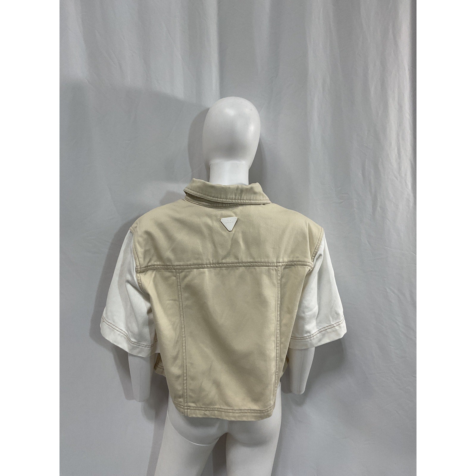 Aje 'Sadie' Cropped White Denim Shirt Size 12