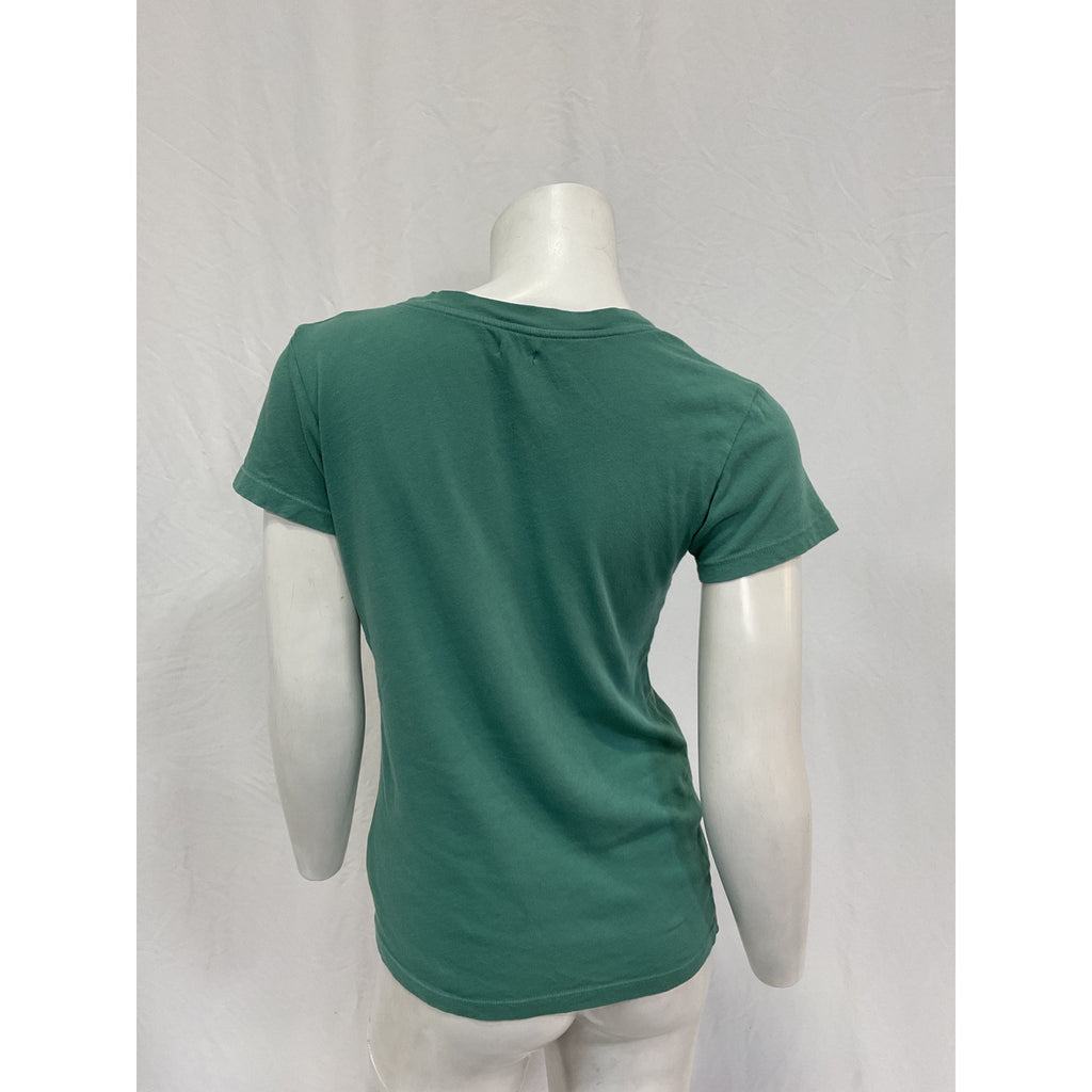L'Agence 'Becca' Green Cotton V-Neck Tee Size XS