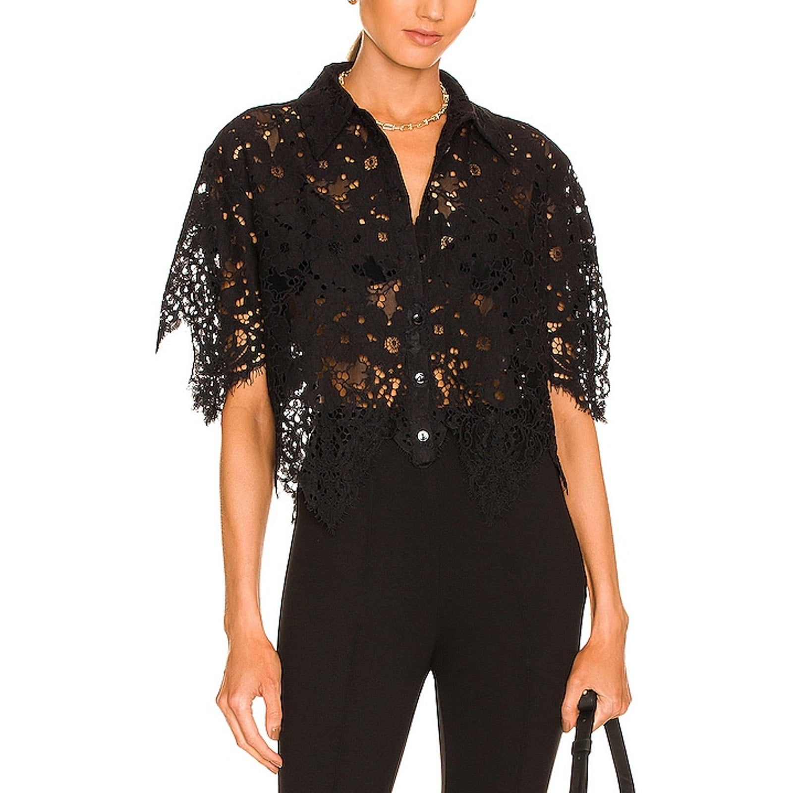 L'Academie 'Calla' Black Lace Top Size S