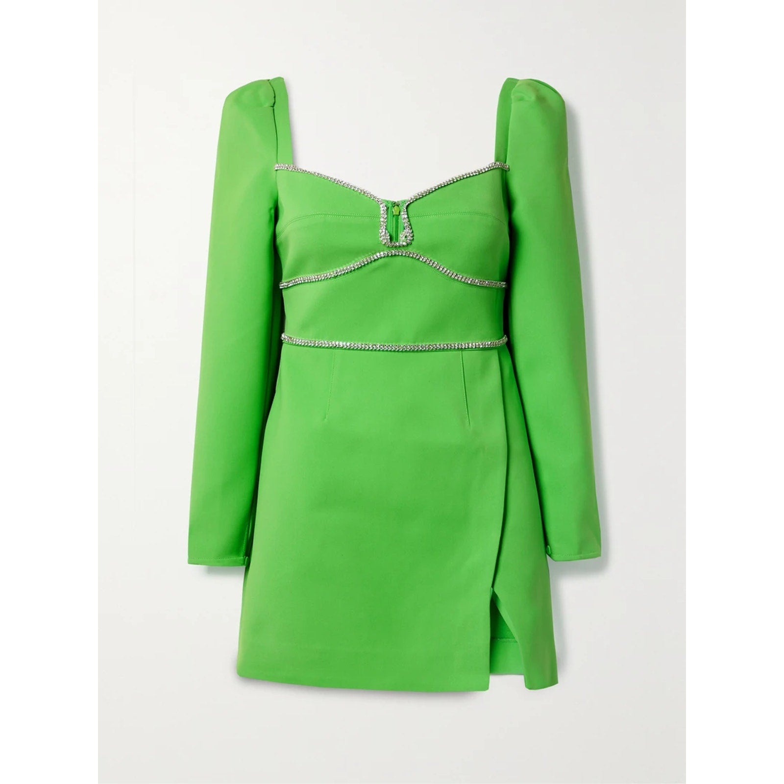 Self-Portrait 'Crystal-Embellished' Green Crepe Mini Dress Size 4