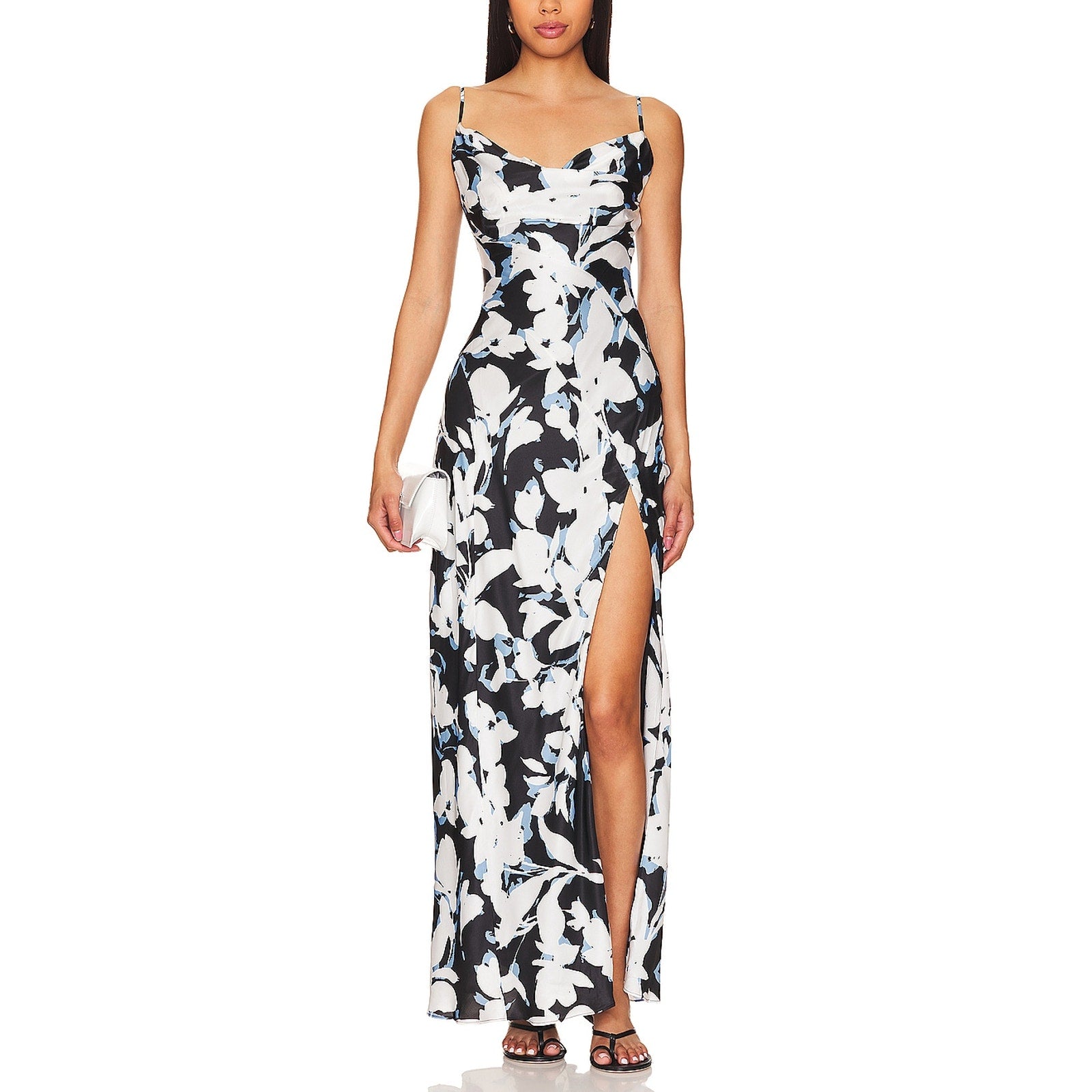 Nicholas 'Ariel' Black Asymmetrical Cowl Satin Gown Size 6