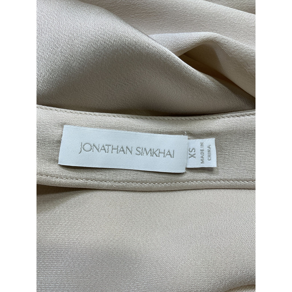 Simkhai 'Alice' Tan Satin One Shoulder Top Size XS