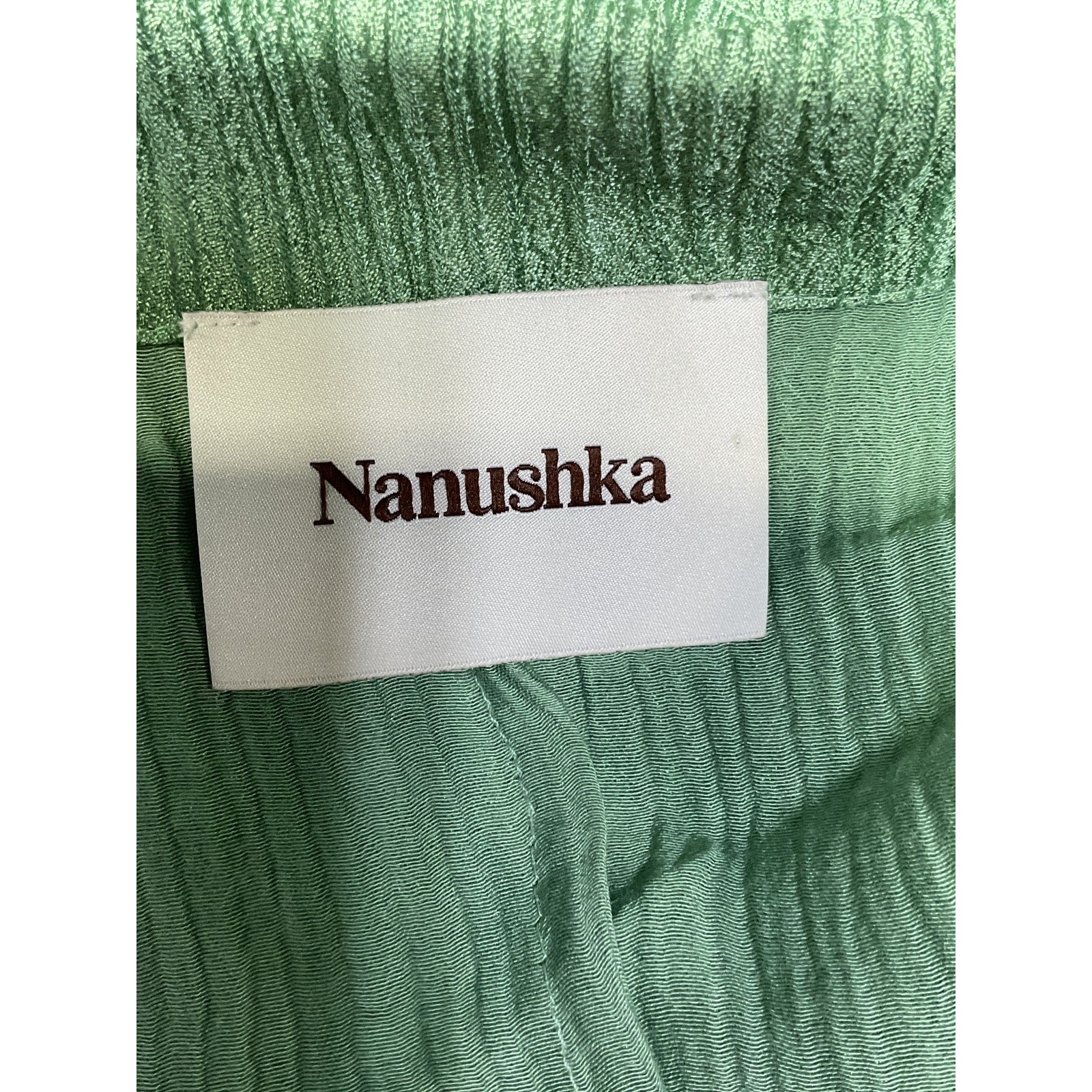 Nanushka 'Idris' Green Ruched Long Sleeve Blouse Size XS