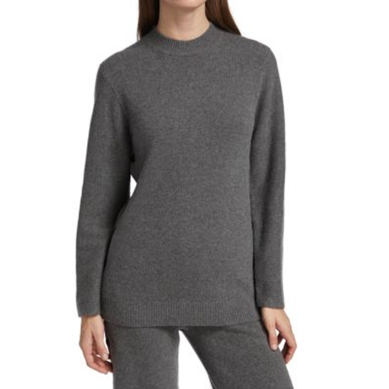Theory Button Detail Tunic Grey Wool Sweater Size S