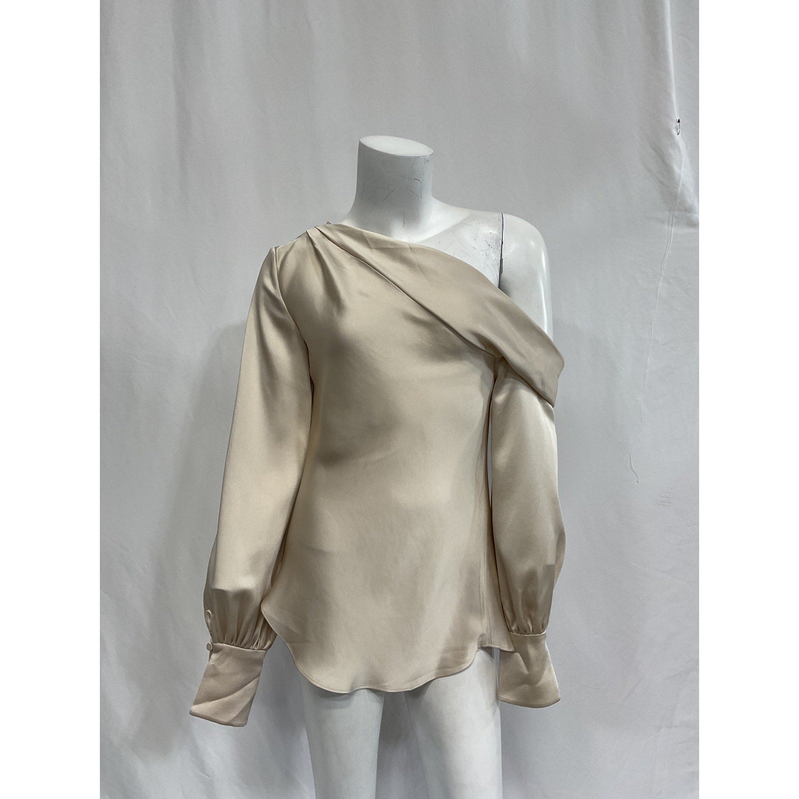 Simkhai 'Alice' Tan Satin One Shoulder Top Size XS