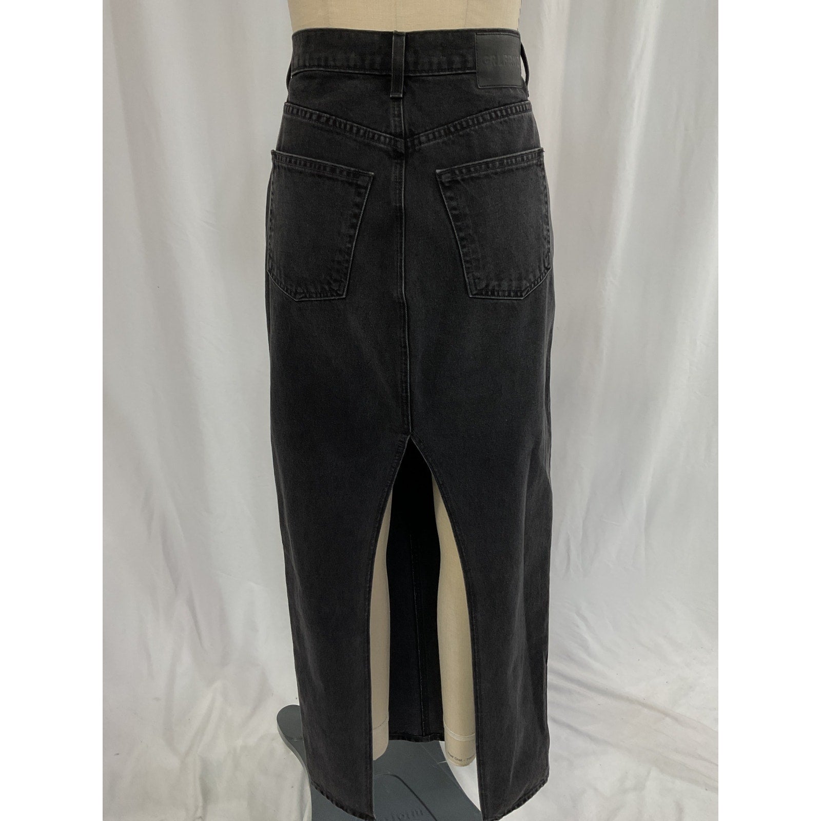 Grlfrnd 'Amara' Black Maxi Pencil Skirt With Back Slit Size 28