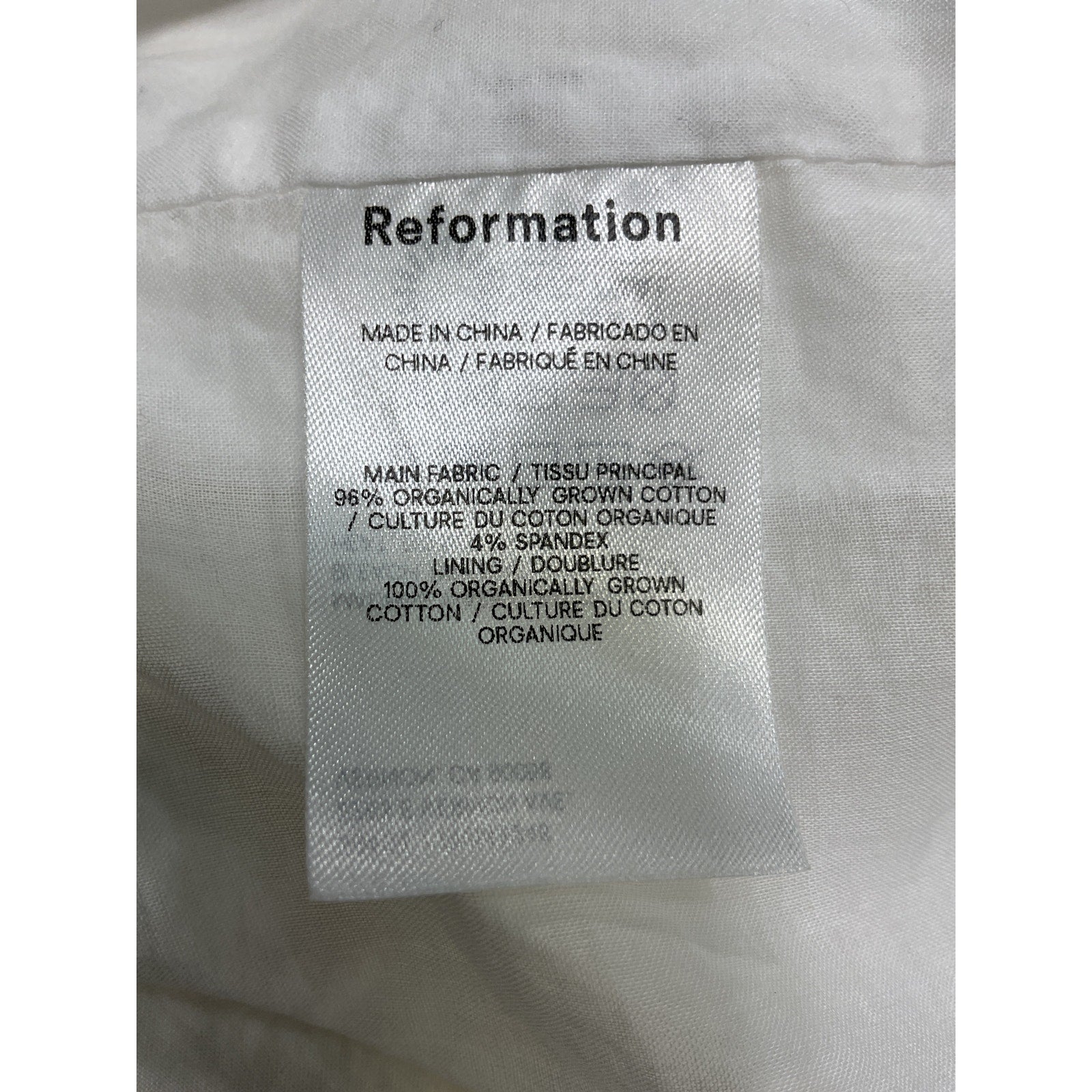 Reformation 'Alfred' Cream Cotton Dress Size 4