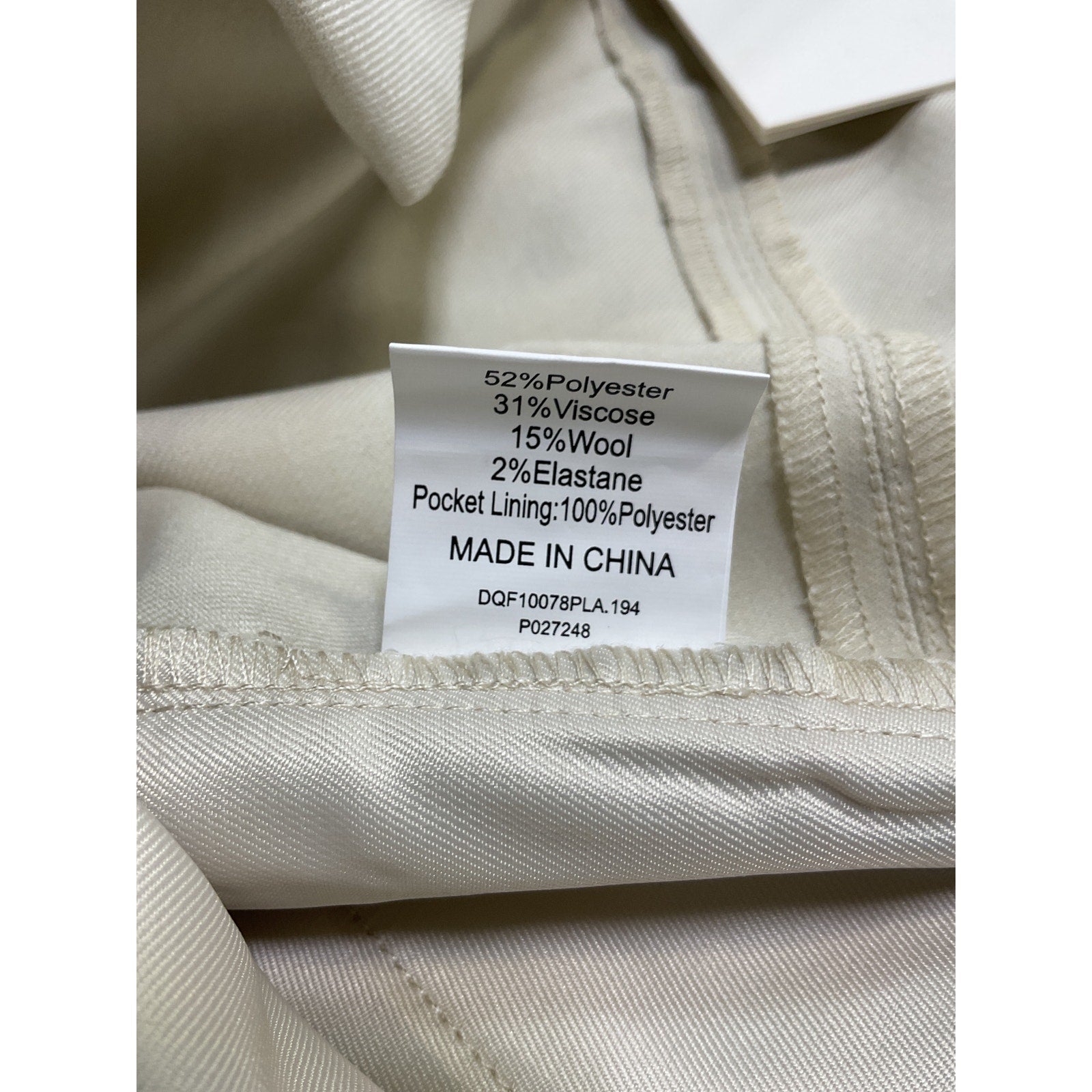 Dissh 'Eden' Beige Polyester Plaster Tailored Pant Size 4 - NWT