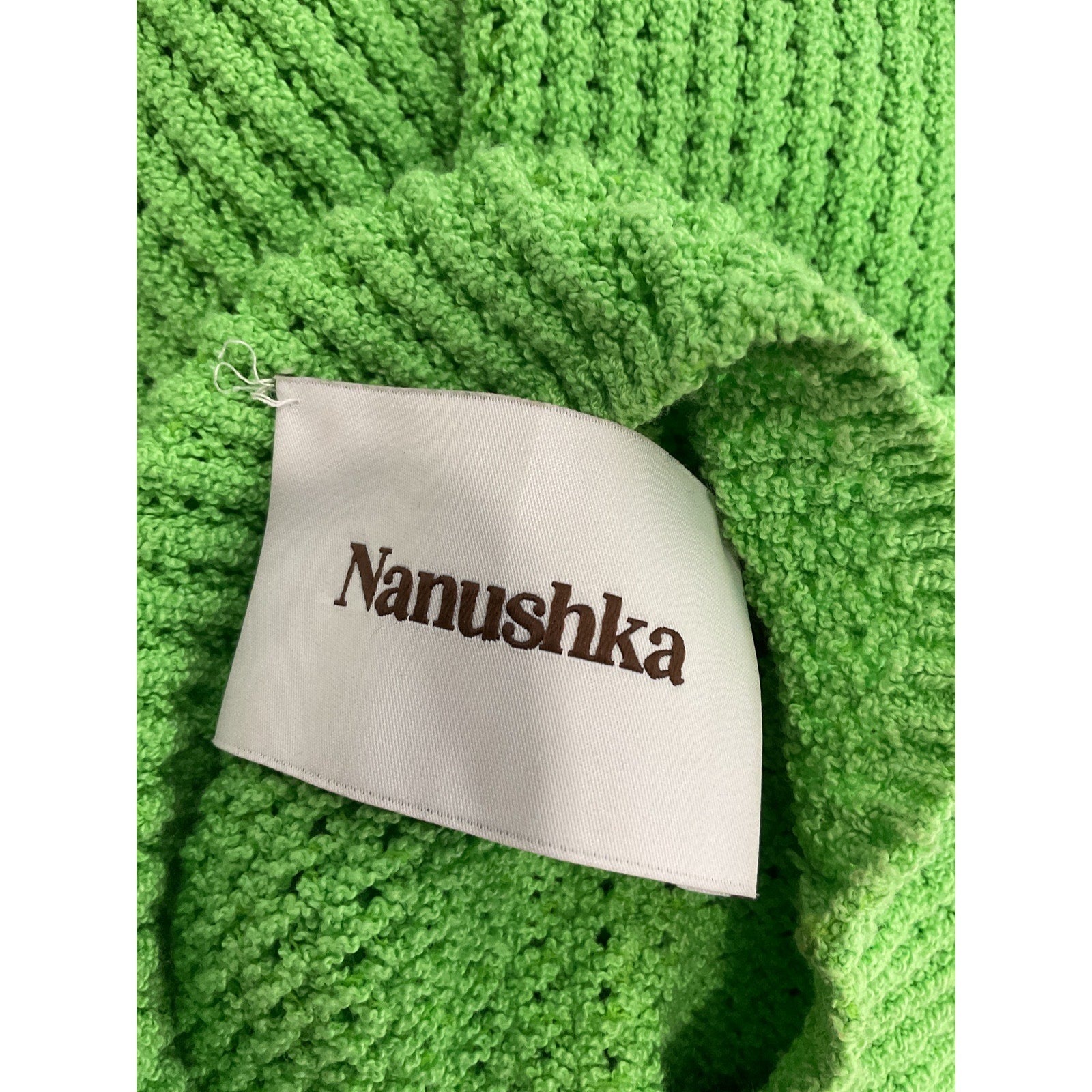 Nanushka 'Senna' Green Open-Knit Cotton-Blend Turtleneck Sweater Size M
