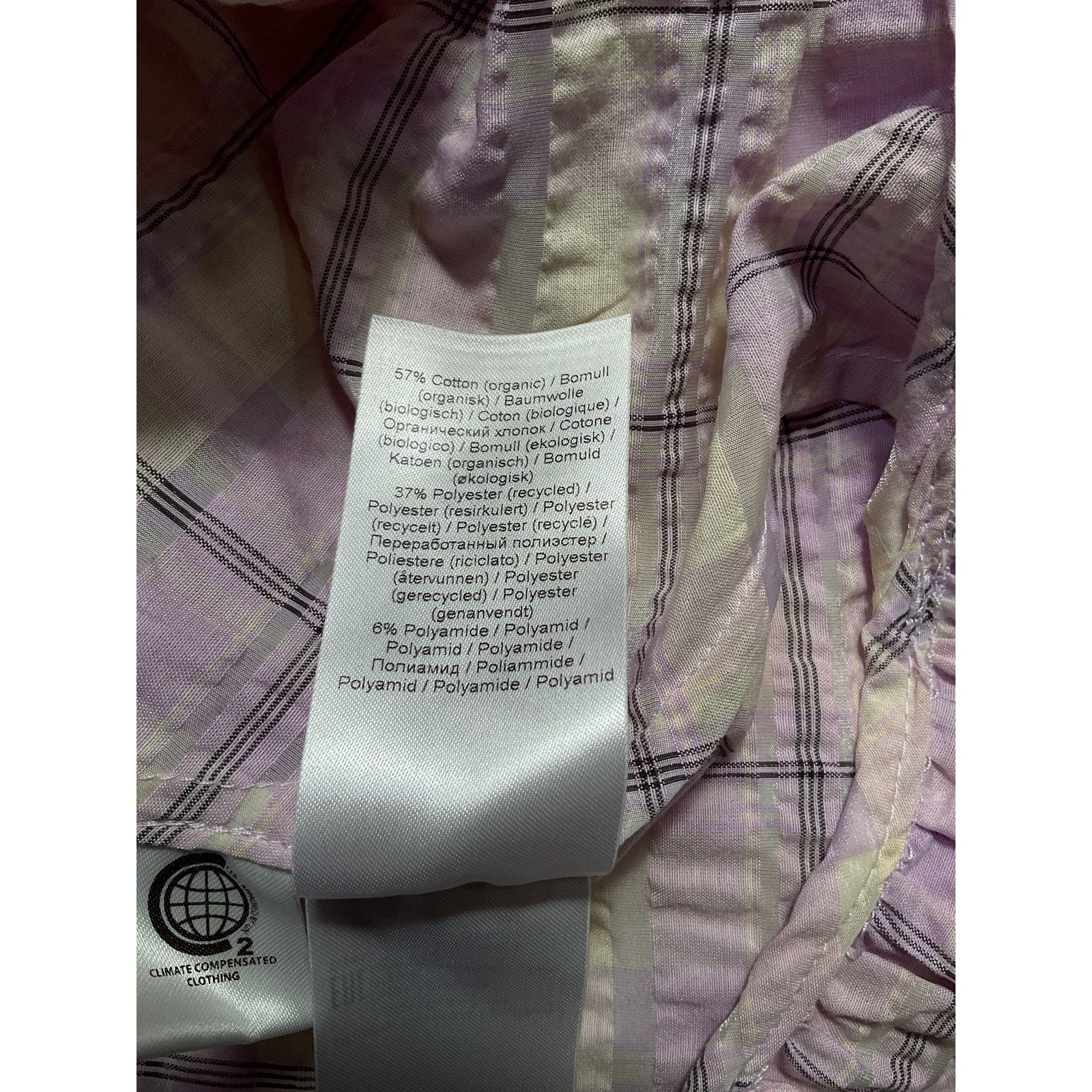 Ganni 'Seersucker' Purple Seersucker Plaid Check Dress Size 36