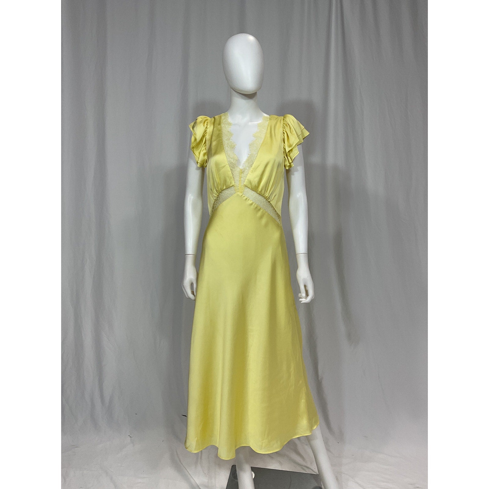 Tularosa 'Kayla' Yellow Satin Midi Dress Size L