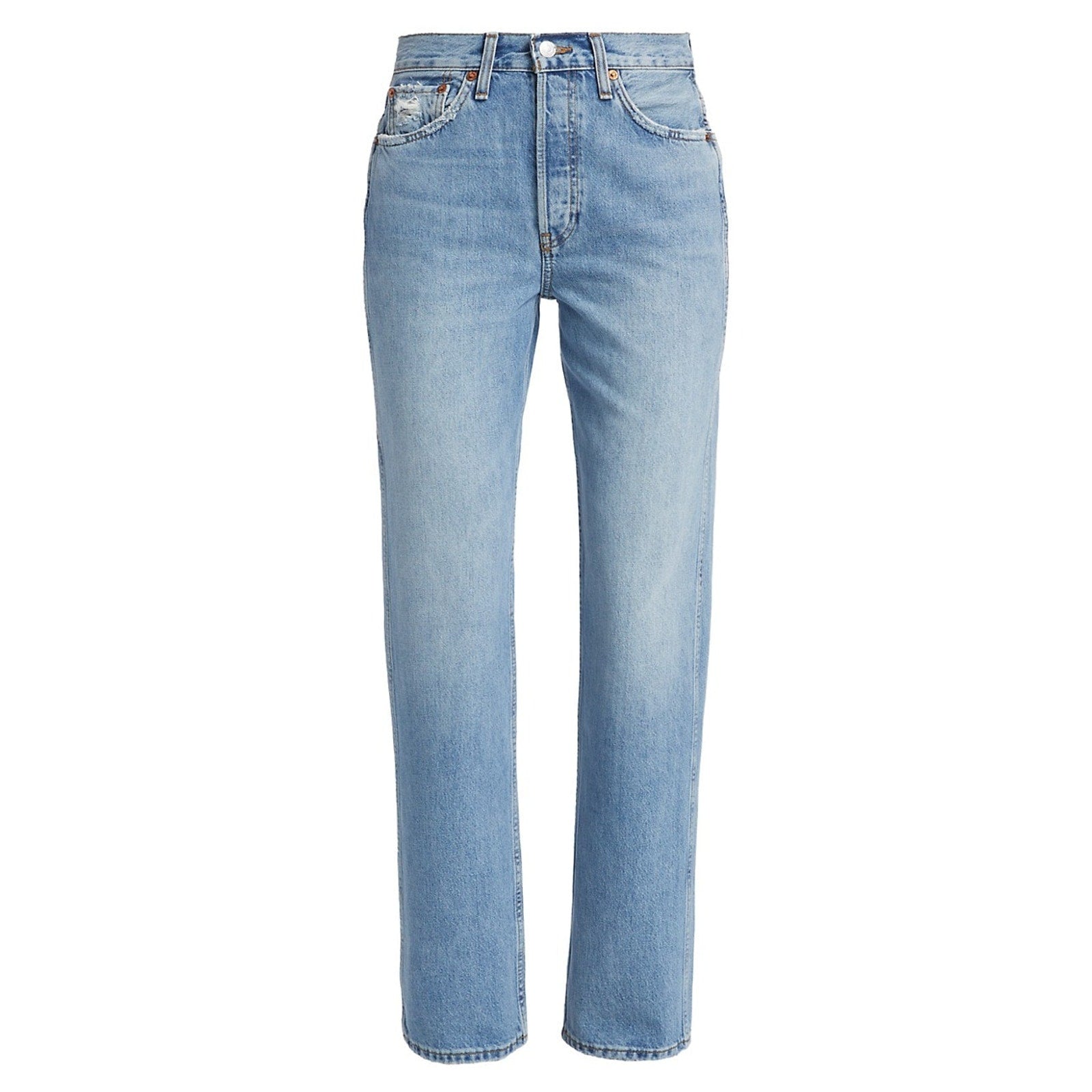 Re/Done '90S' Blue Cotton High-Rise Rigid Straight Jeans Size 28