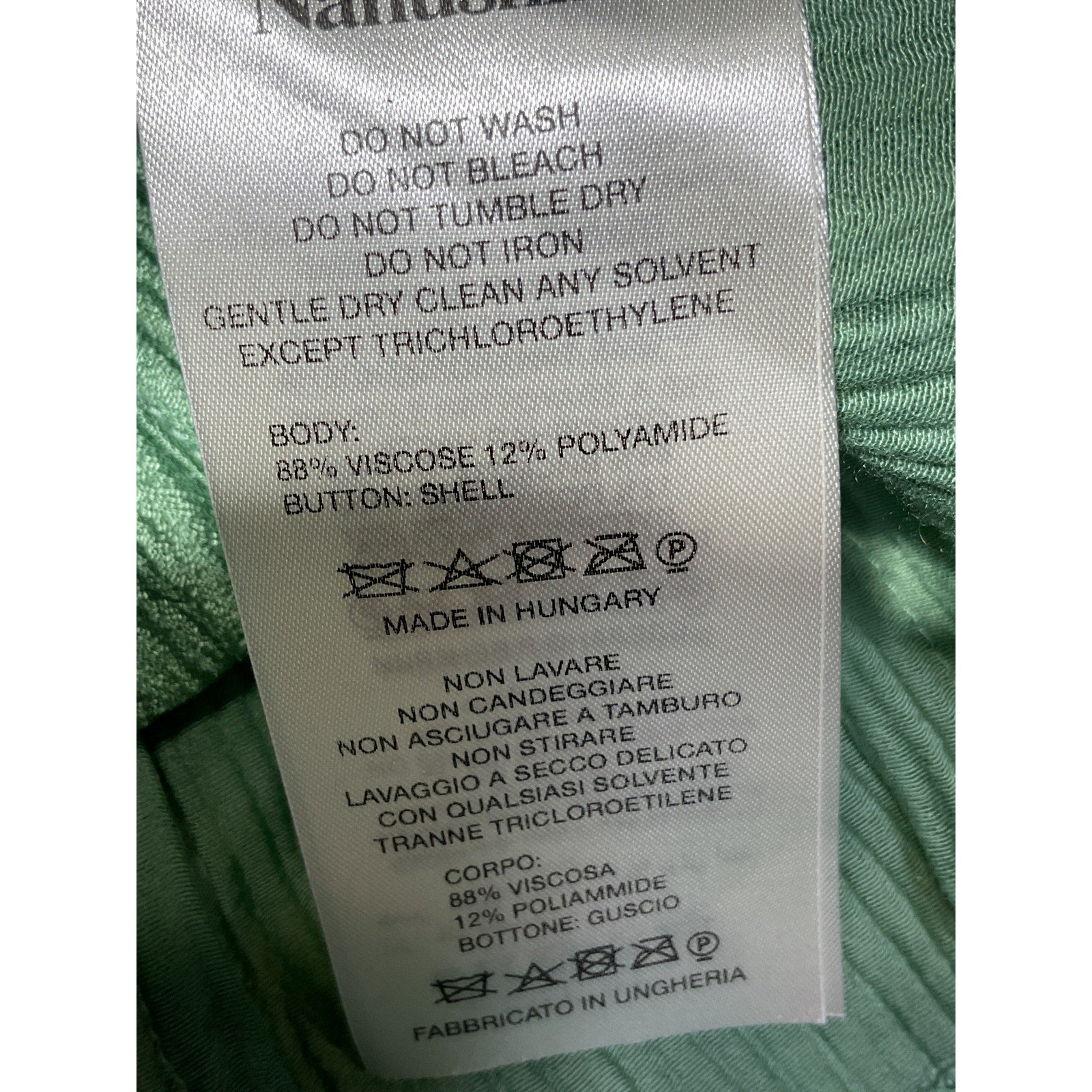 Nanushka 'Idris' Green Ruched Long Sleeve Blouse Size XS