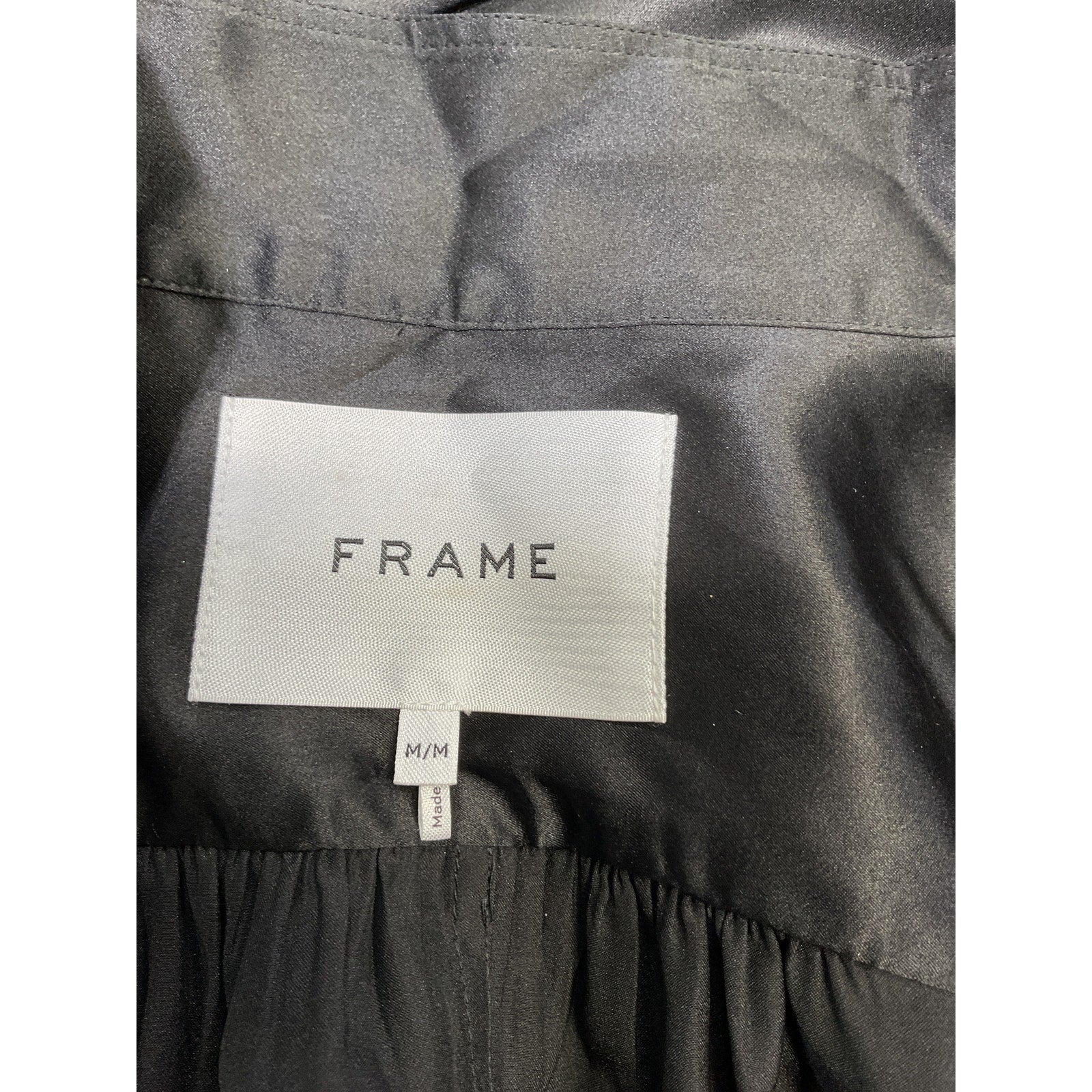 Frame 'Gillian' Black Silk Satin Top Size M