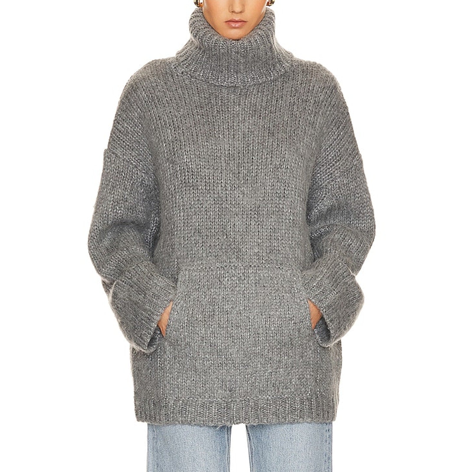 Helsa 'Janin' Silver Turtleneck Sweater Size S