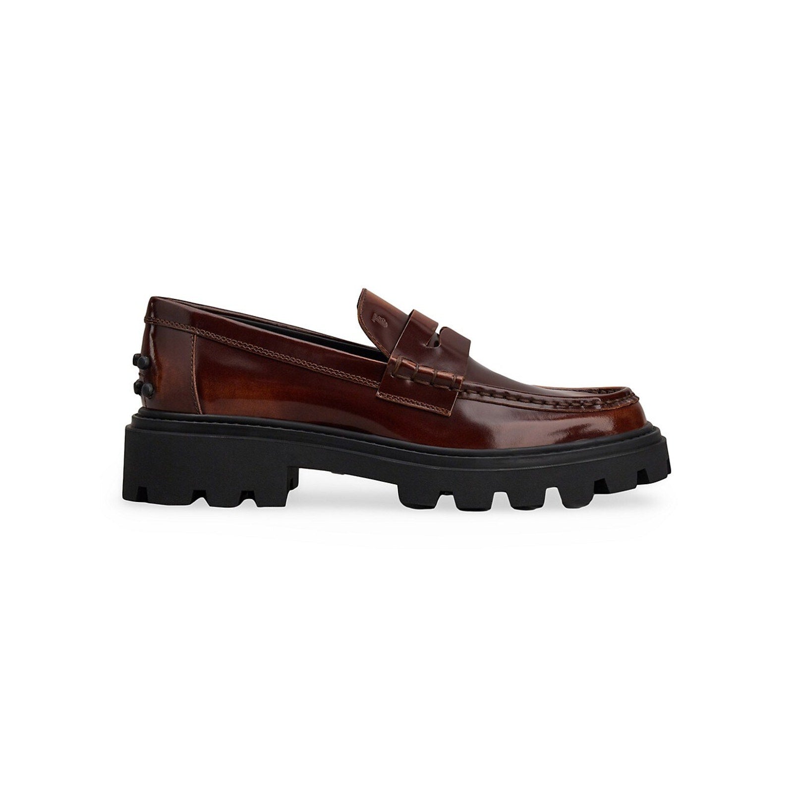 Tod's 'Gomma' Brown Leather Pesante Lug-Sole Penny Loafers Size 7.5