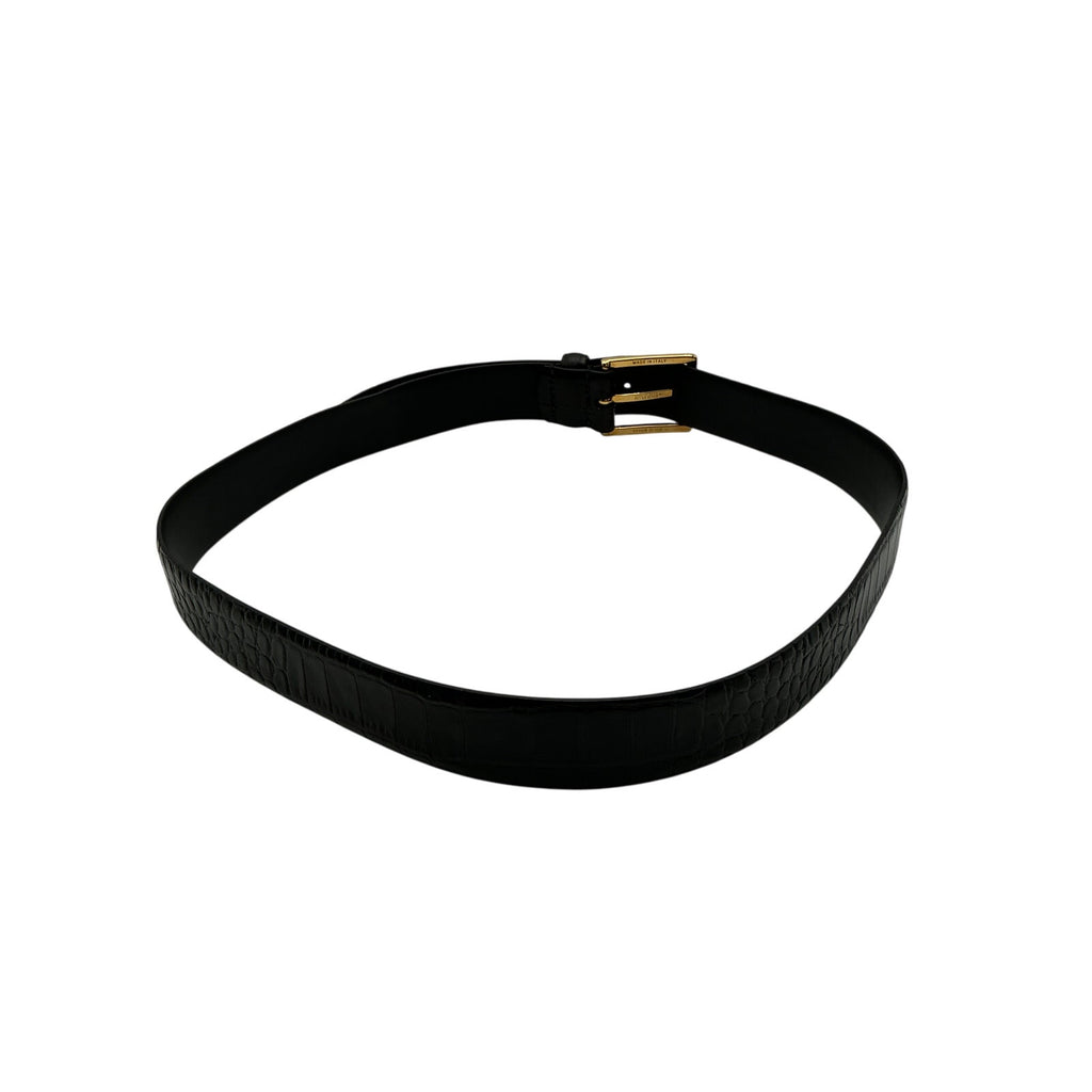 Anderson's Black Leather Croc-Effect Belt Size 80