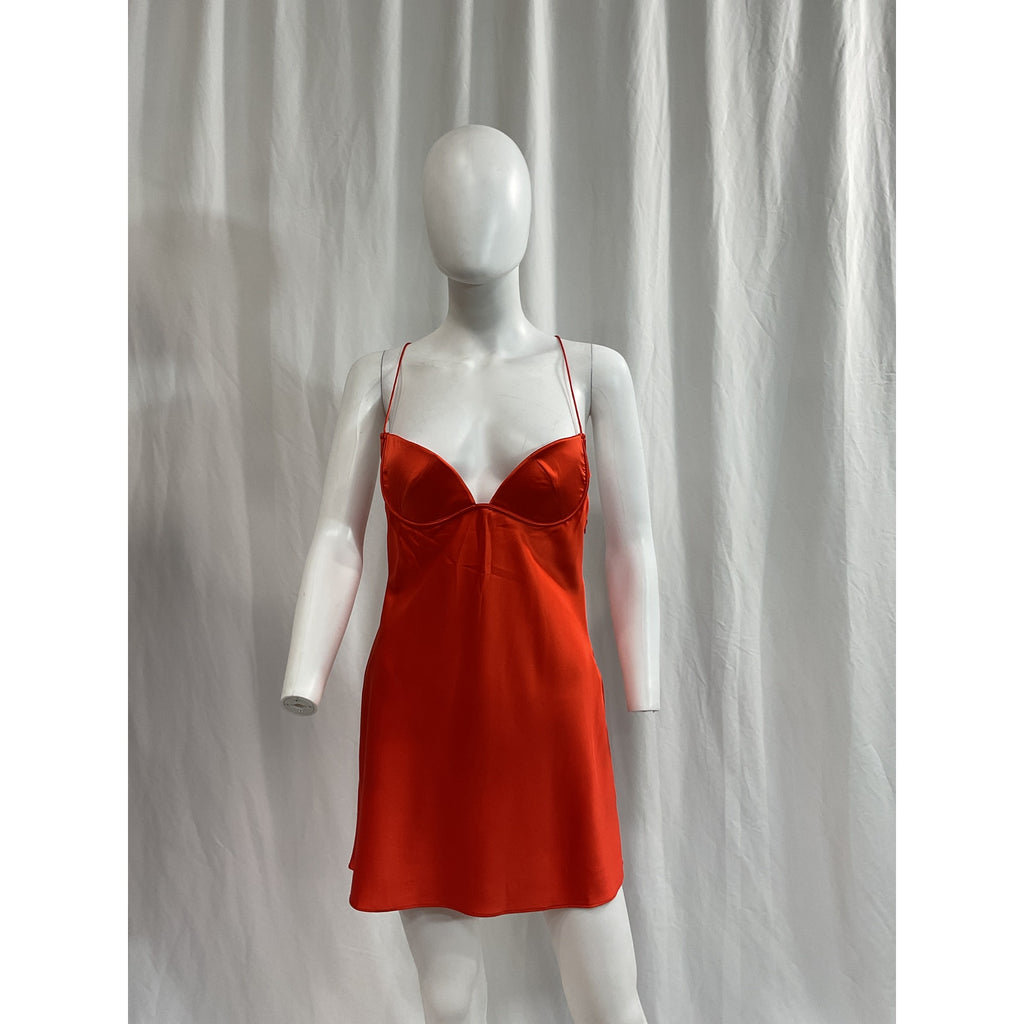 Ser.O.Ya 'Clever' Orange Silk Mini Dress Size M