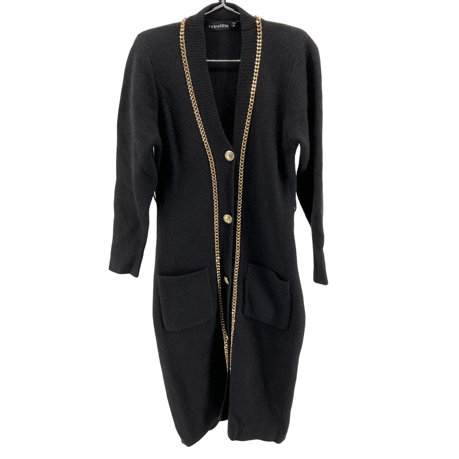 Retrofete 'Apollo' Black Nylon Cardigan Size S