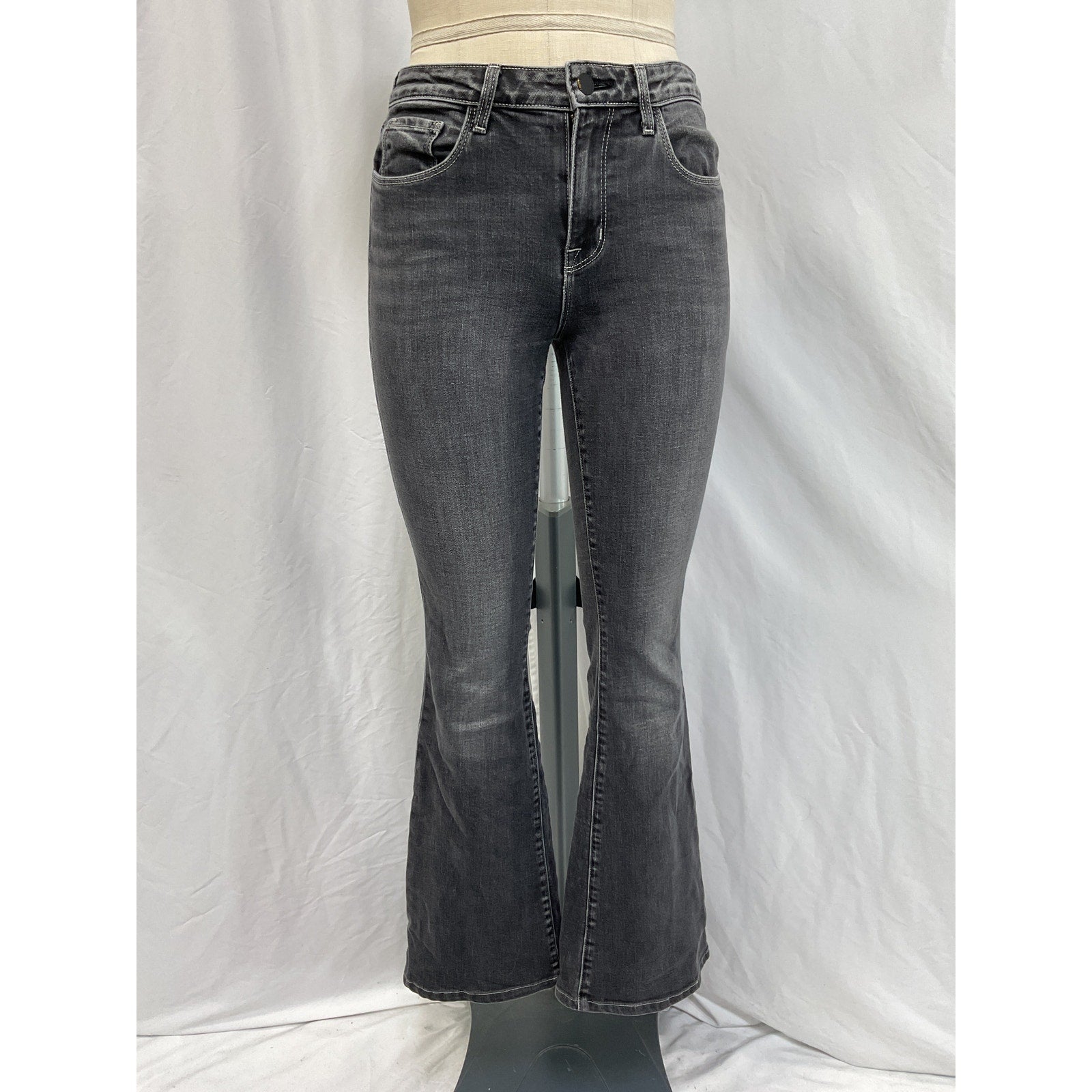 L'Agence 'Bell' Black Cotton High Rise Flare Size 25