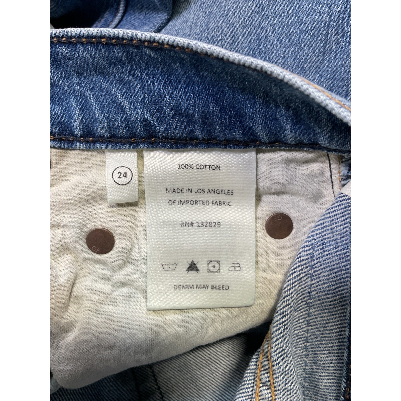 Grlfrnd 'Brooklyn' Blue Cotton High Rise Straight Denim Jean Size 24 - NWT