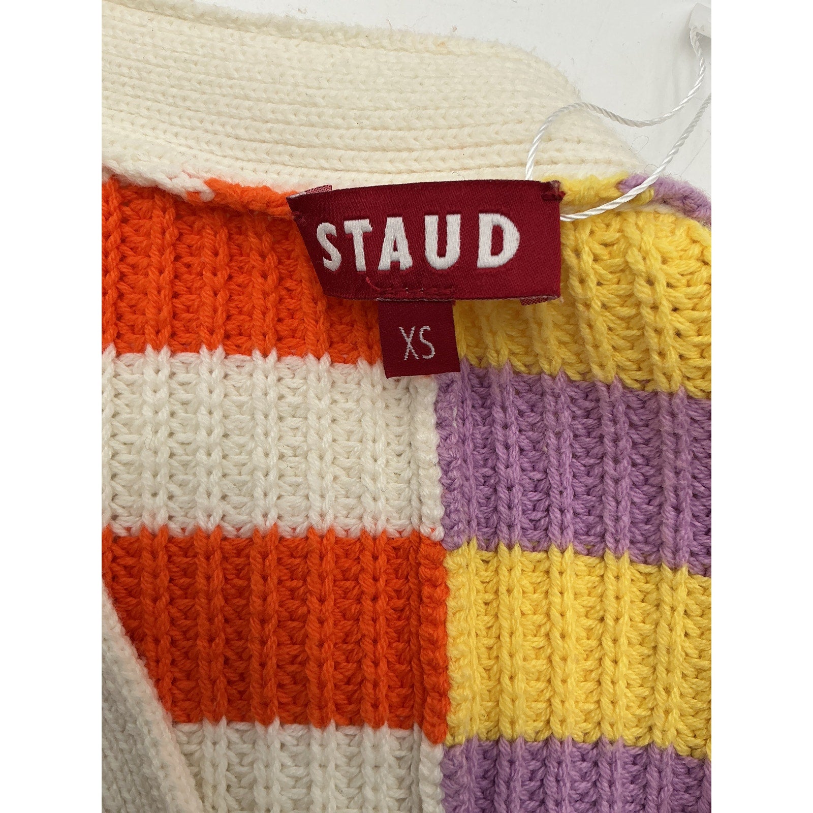 Staud 'Essex' Orange Colorblock Striped Cardigan Size XS