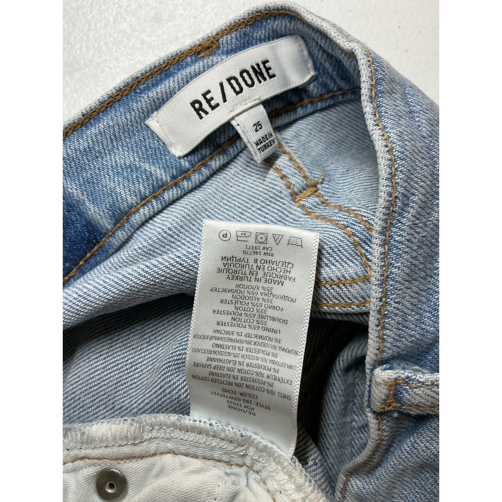 Re/Done '90S' Blue Poly High Rise Ankle Crop Size 25