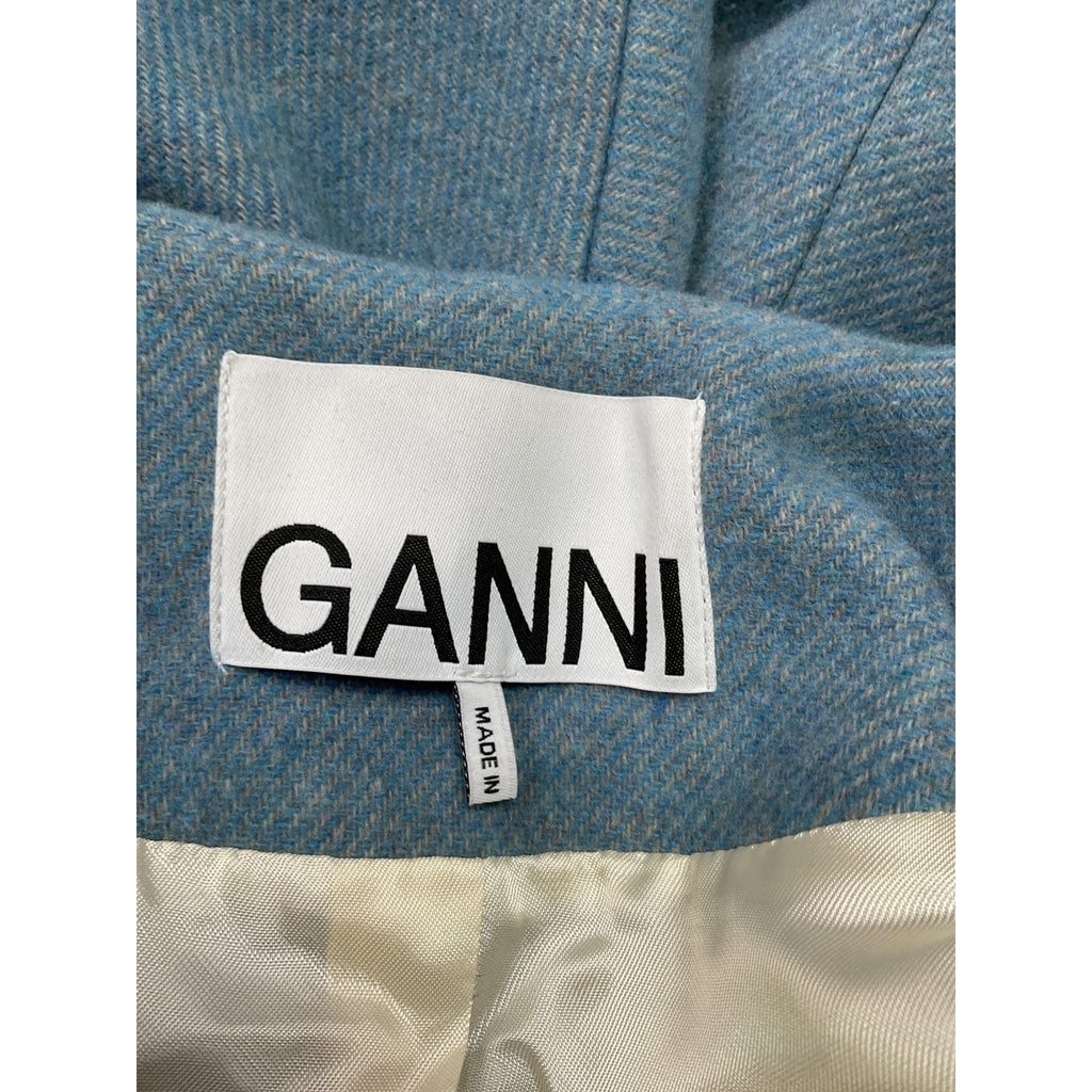 Ganni 'Twill' Grey Wool Suiting Blazer Size 34