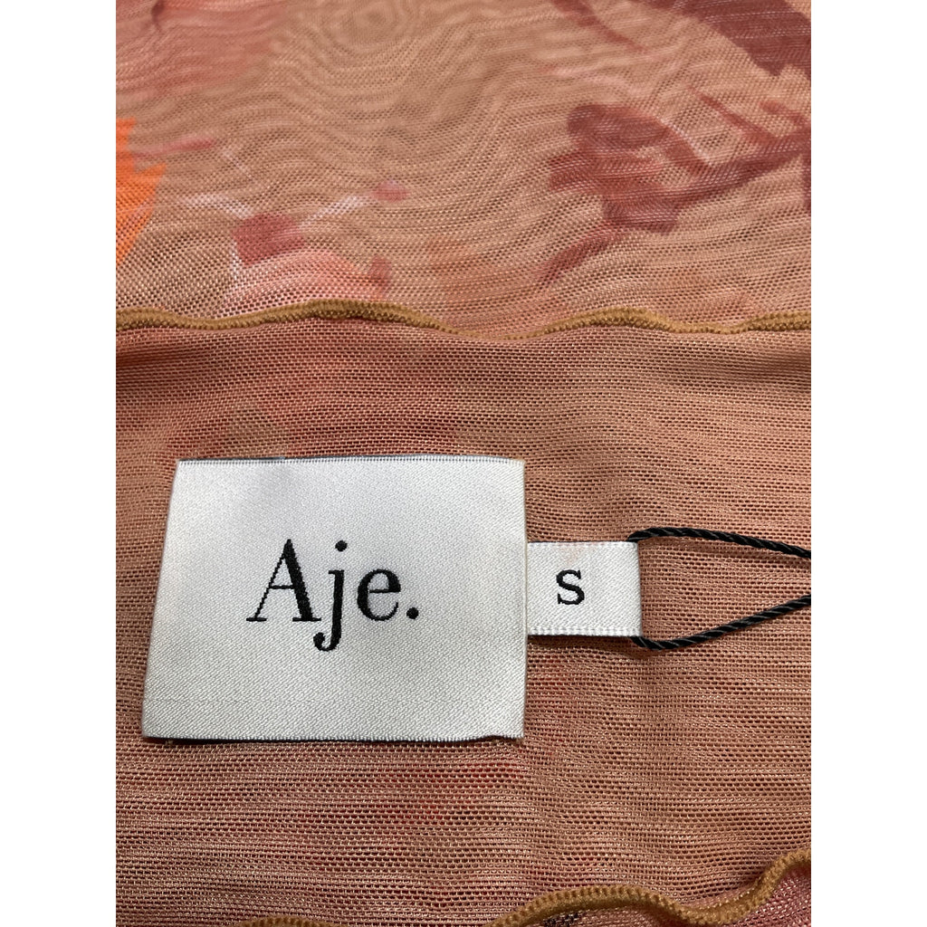 Aje Portal Mesh Tan Polyester Skivvy Top Size S