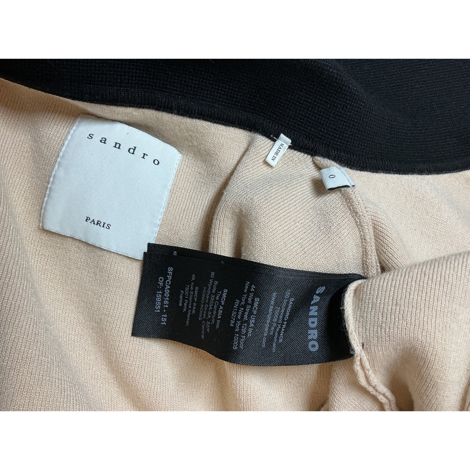 Sandro Colorblock Pattern Black Denim Jacket Size 0