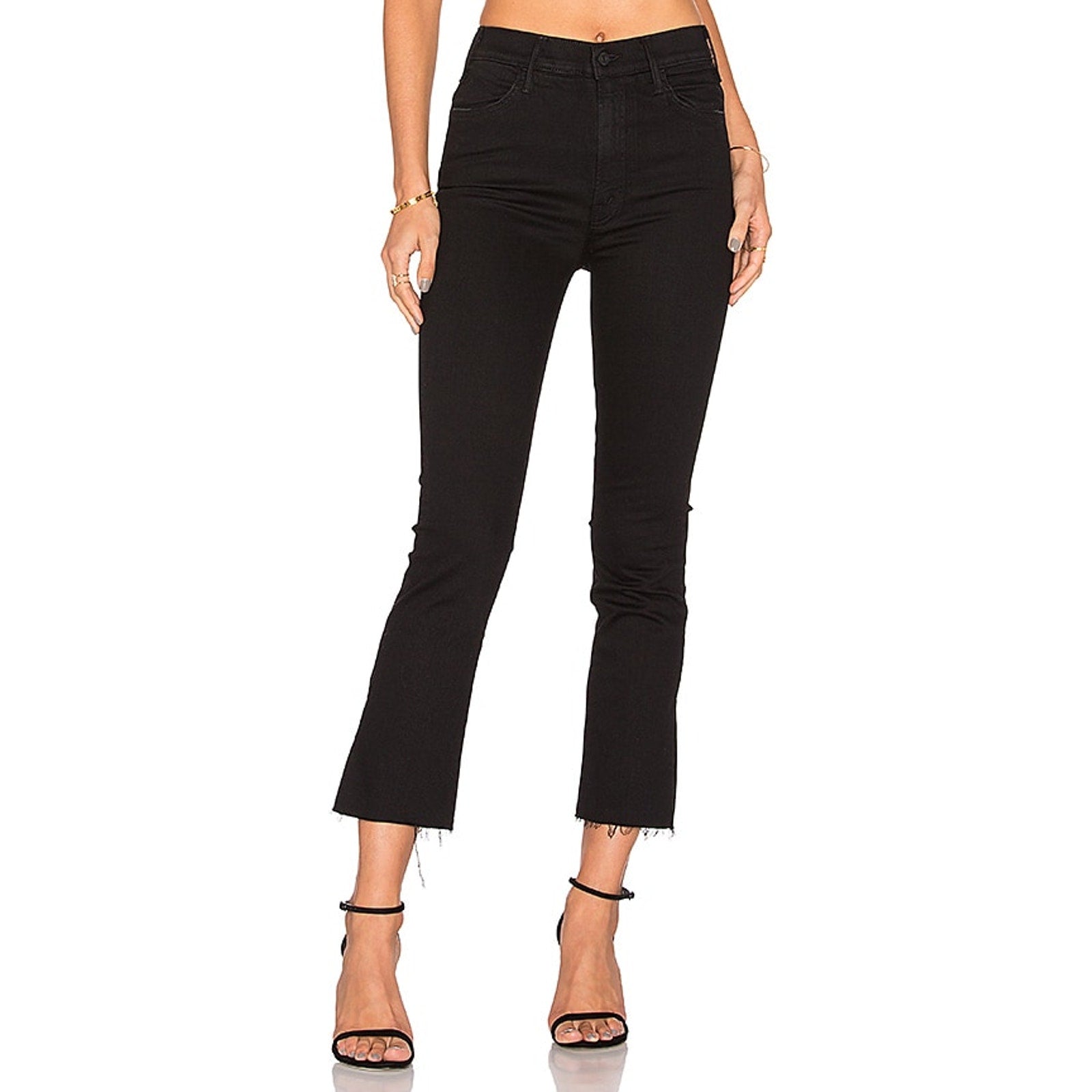Mother 'The Hustler' Black Ankle Fray Denim Jean Size 32