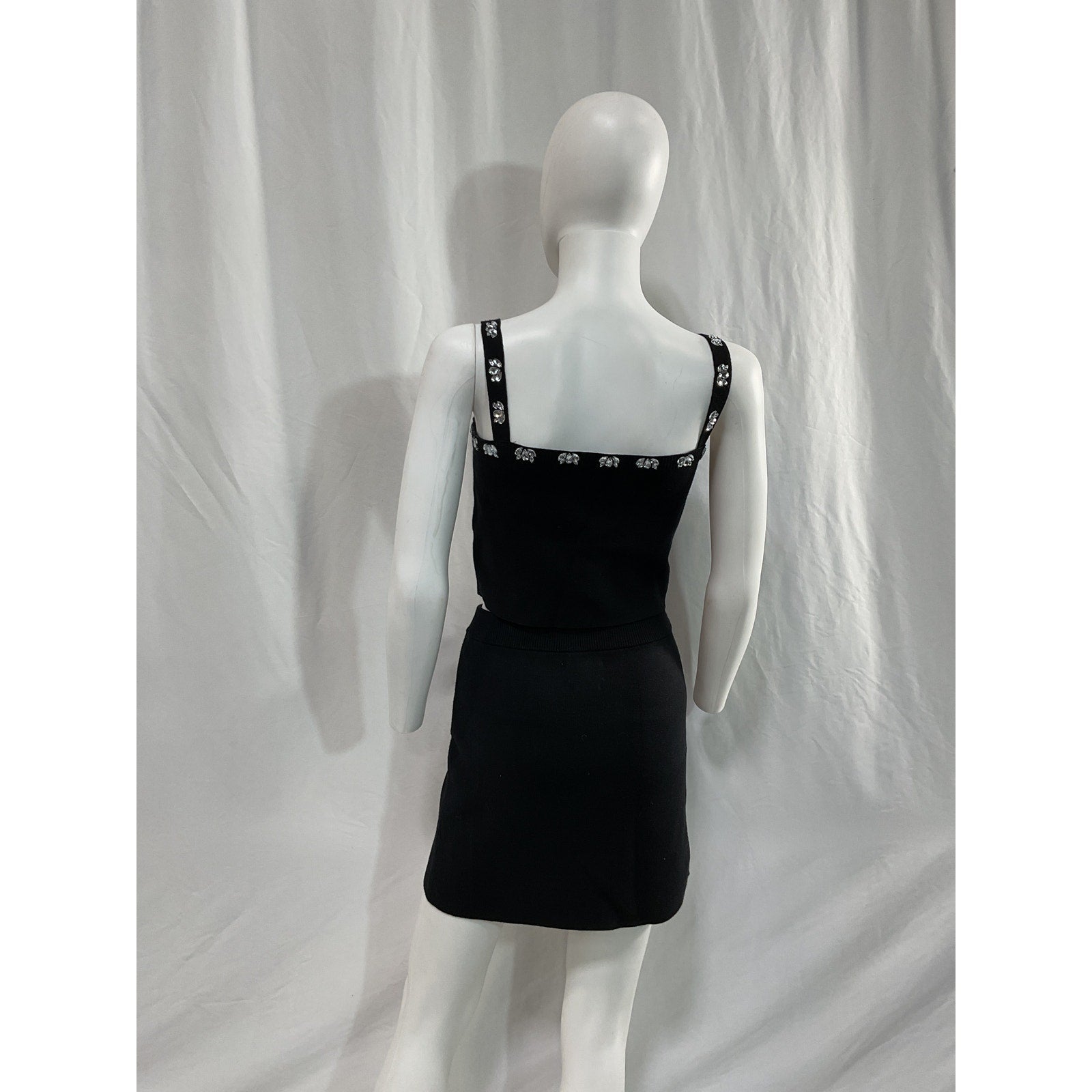 Saylor 'Finney' Black Crop Top & Mini Skirt Set Size M