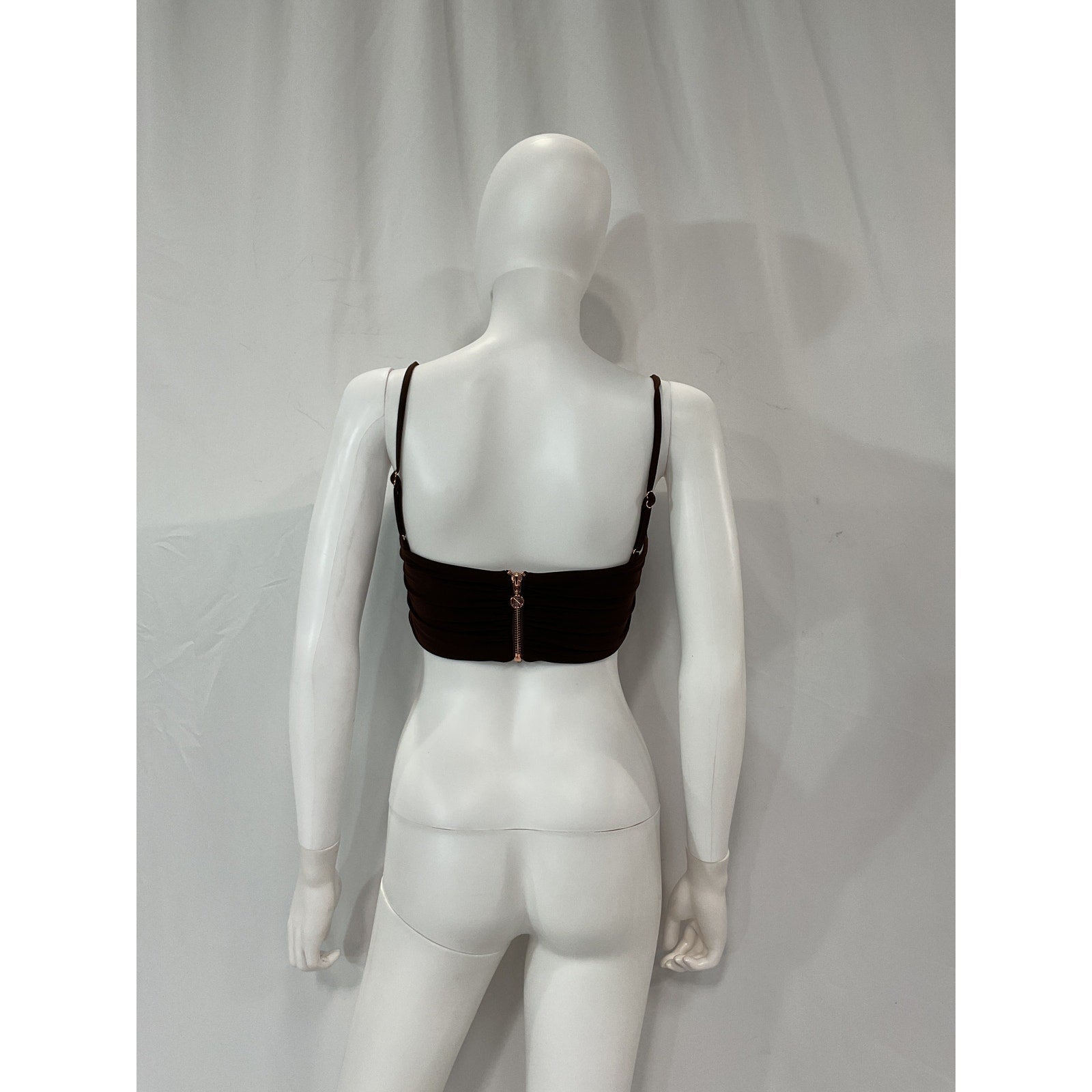 Nookie 'Aria' Brown Crepe Crop Top Size XS