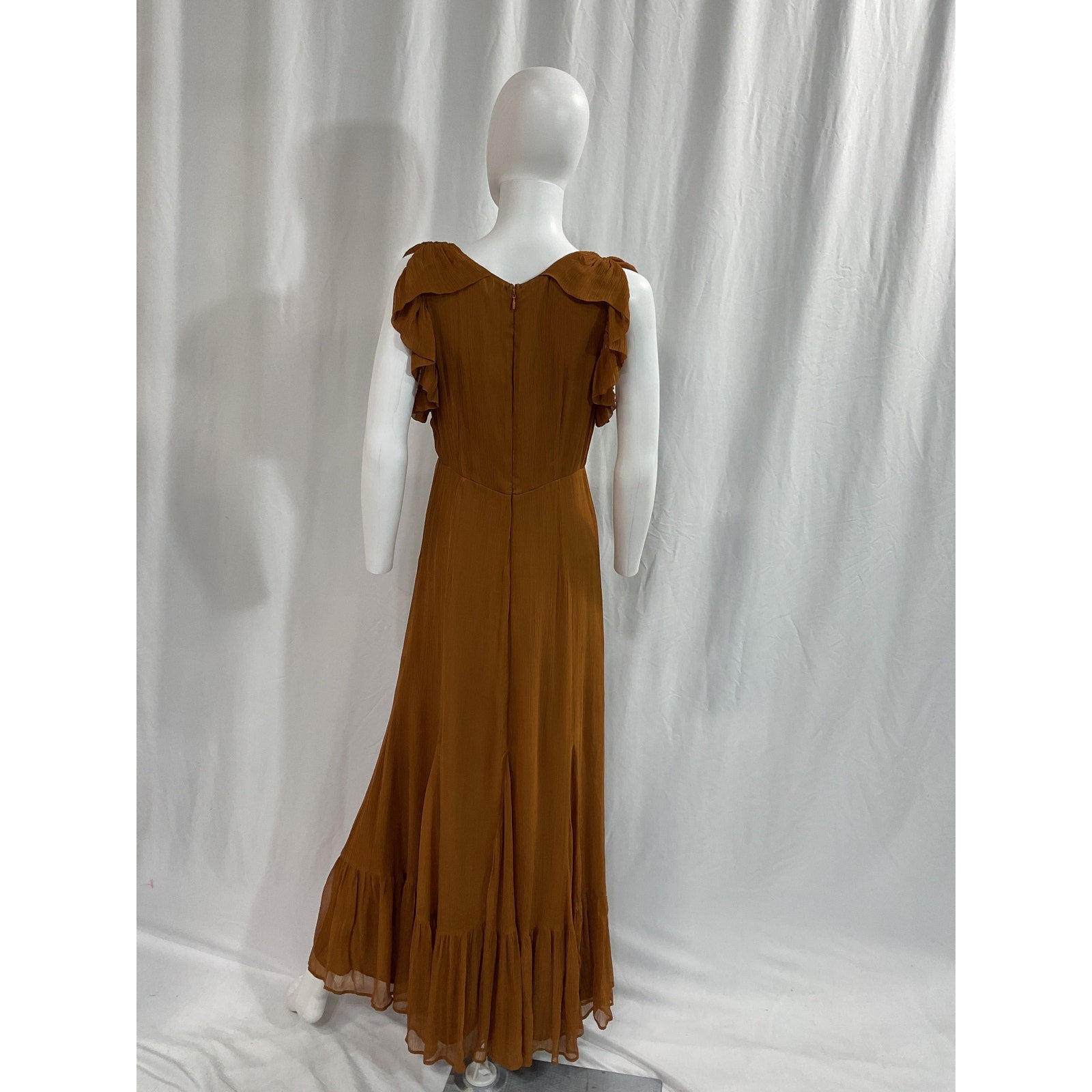Tularosa 'Althea' Gold Chiffon Maxi Dress Size M